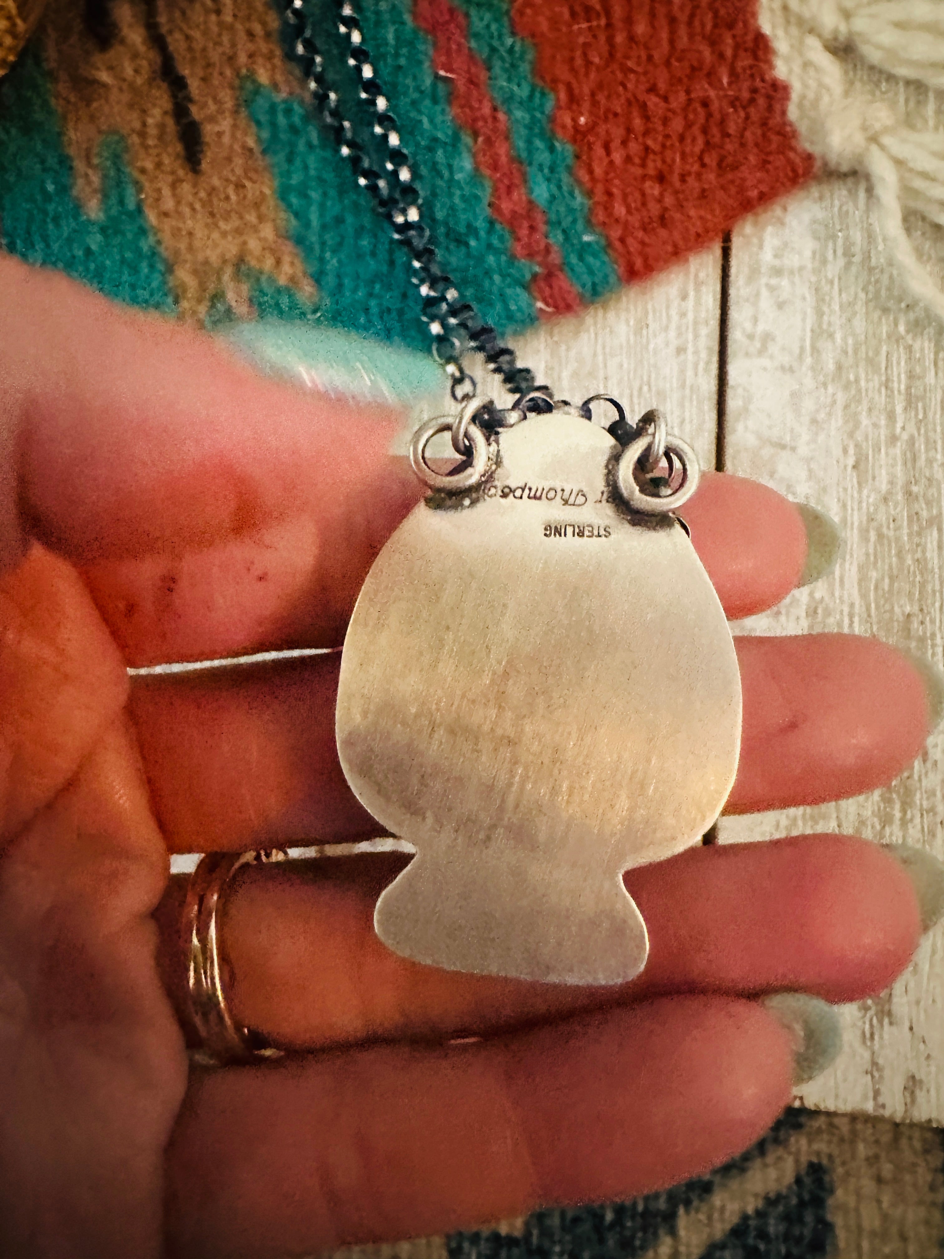 Navajo Sterling Silver & Multi Stone Inlay Spade Necklace