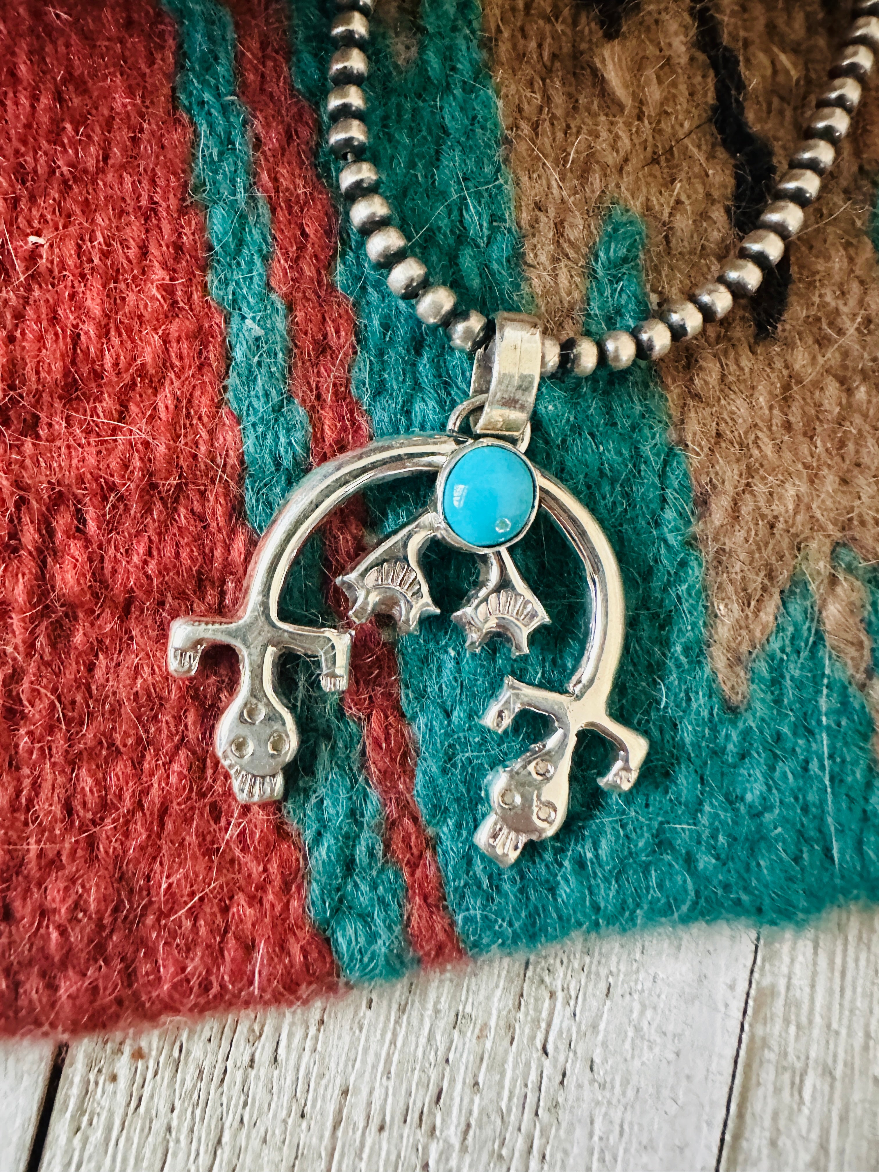 Handcrafted Sterling Silver & Turquoise Naja Pendant