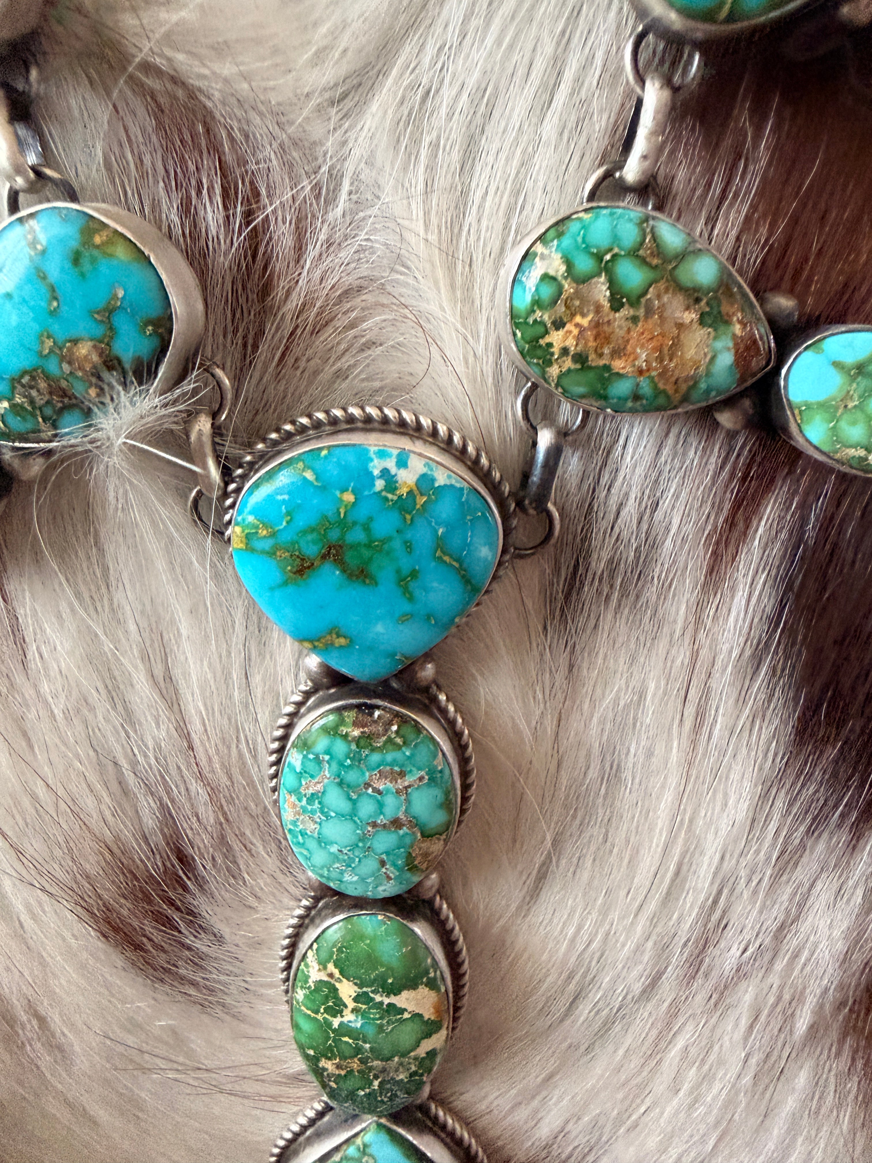Handcrafted Sonoran Mountain Turquoise & Sterling Silver Necklace and Earring Set
