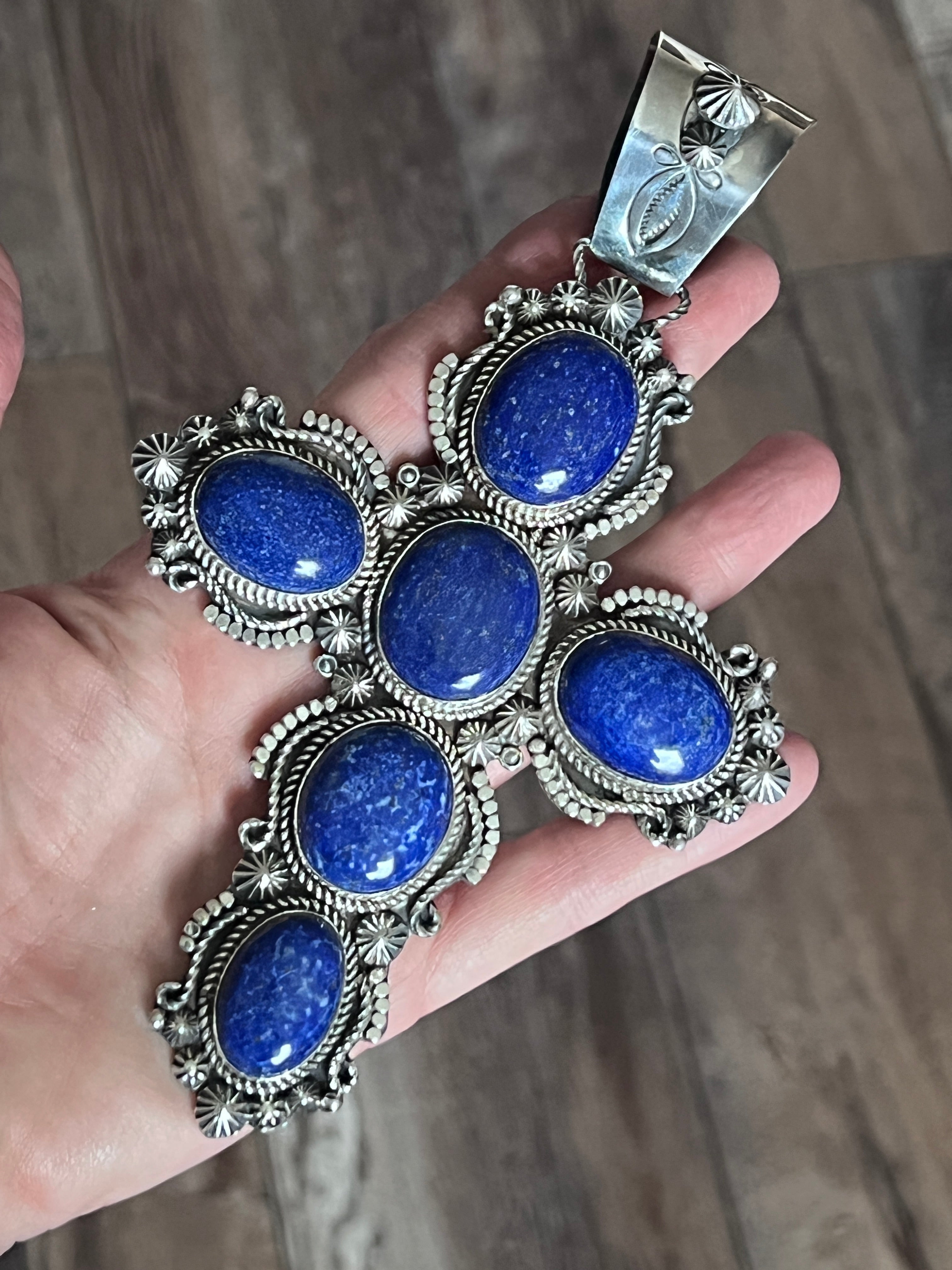 Epic Sterling Silver and Lapis Lazuli Cross Pendant by Rosella Paxson