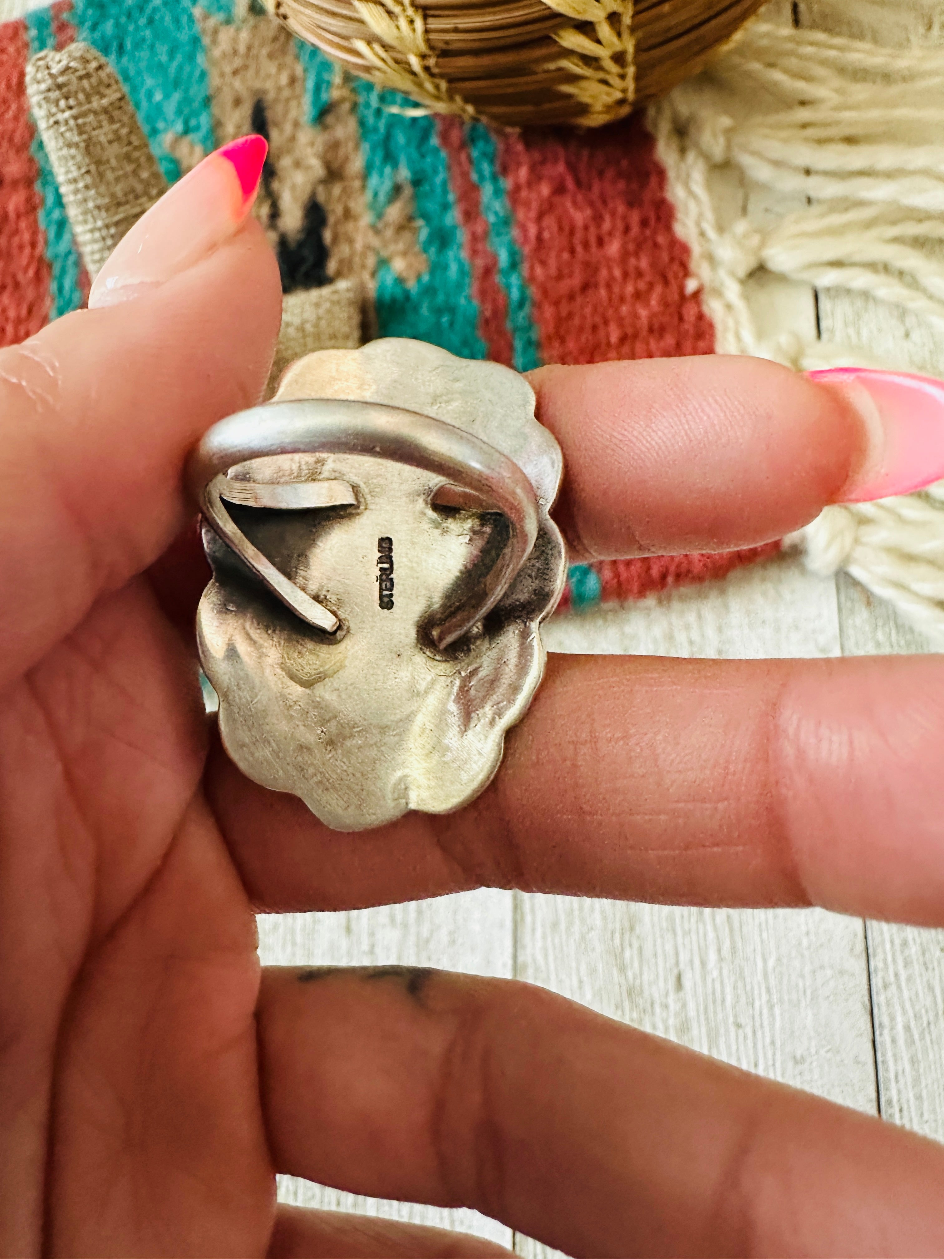 Handcrafted Turquoise & Sterling Silver Concho Ring