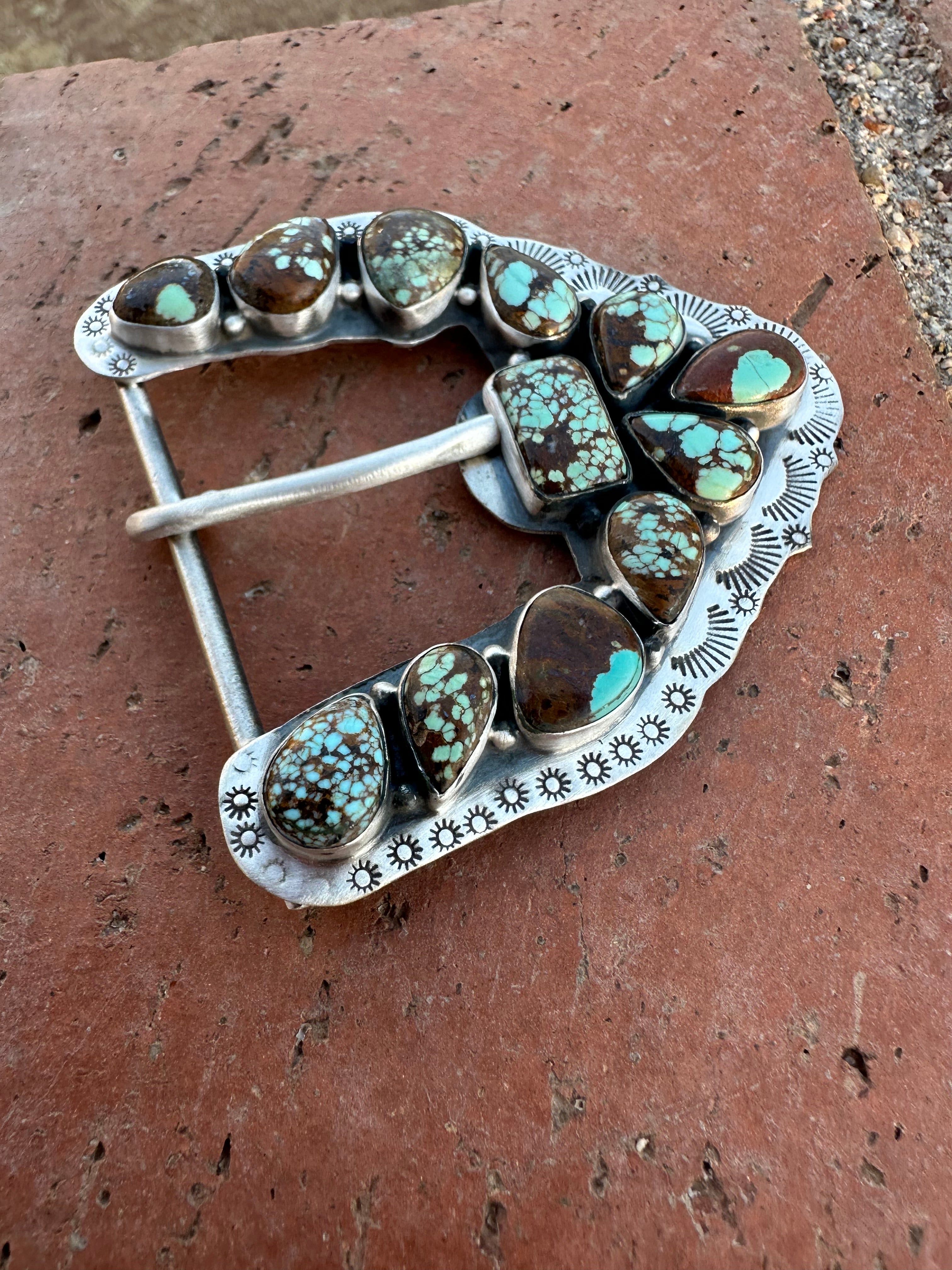 Buckin Bronco Nizhoni Turquoise & Sterling Silver Belt Buckles Signed