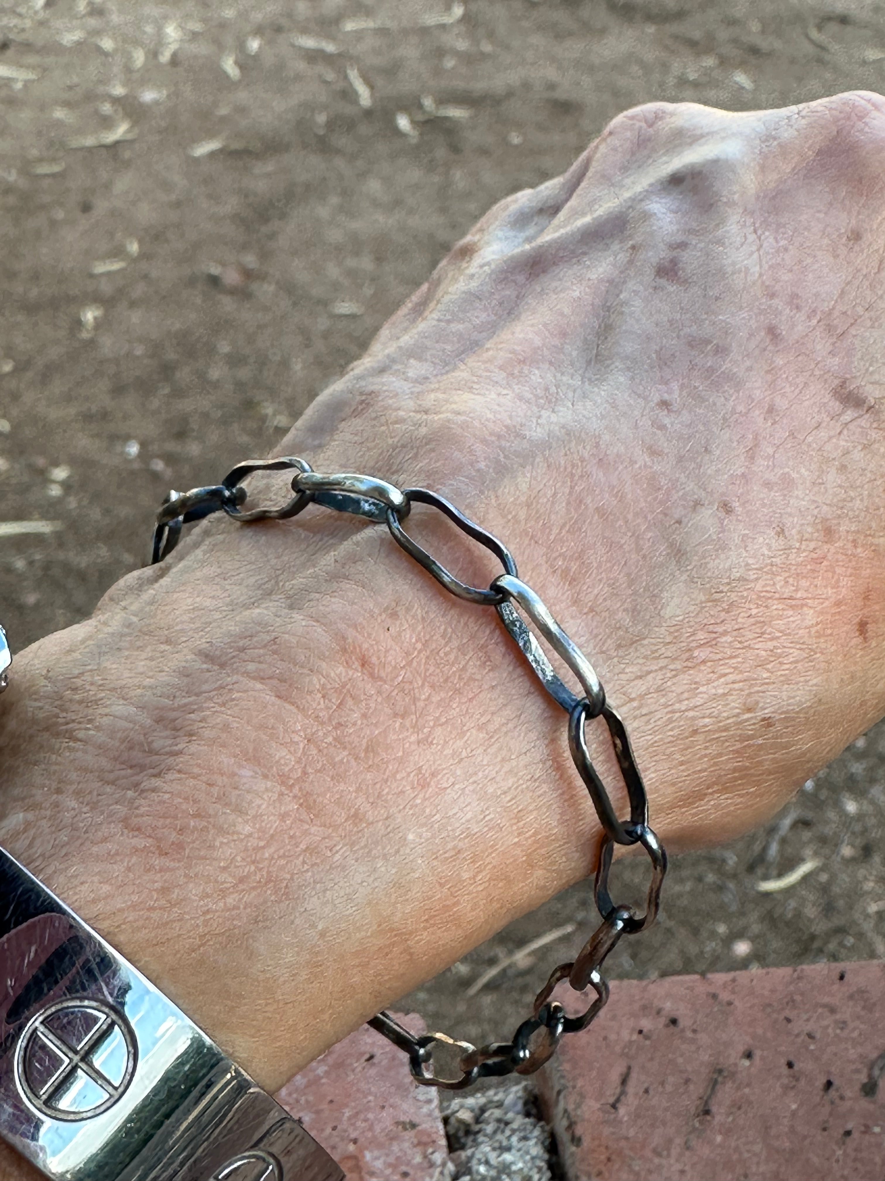 Navajo Made Sterling Silver Paper Clip Chain Bracelet