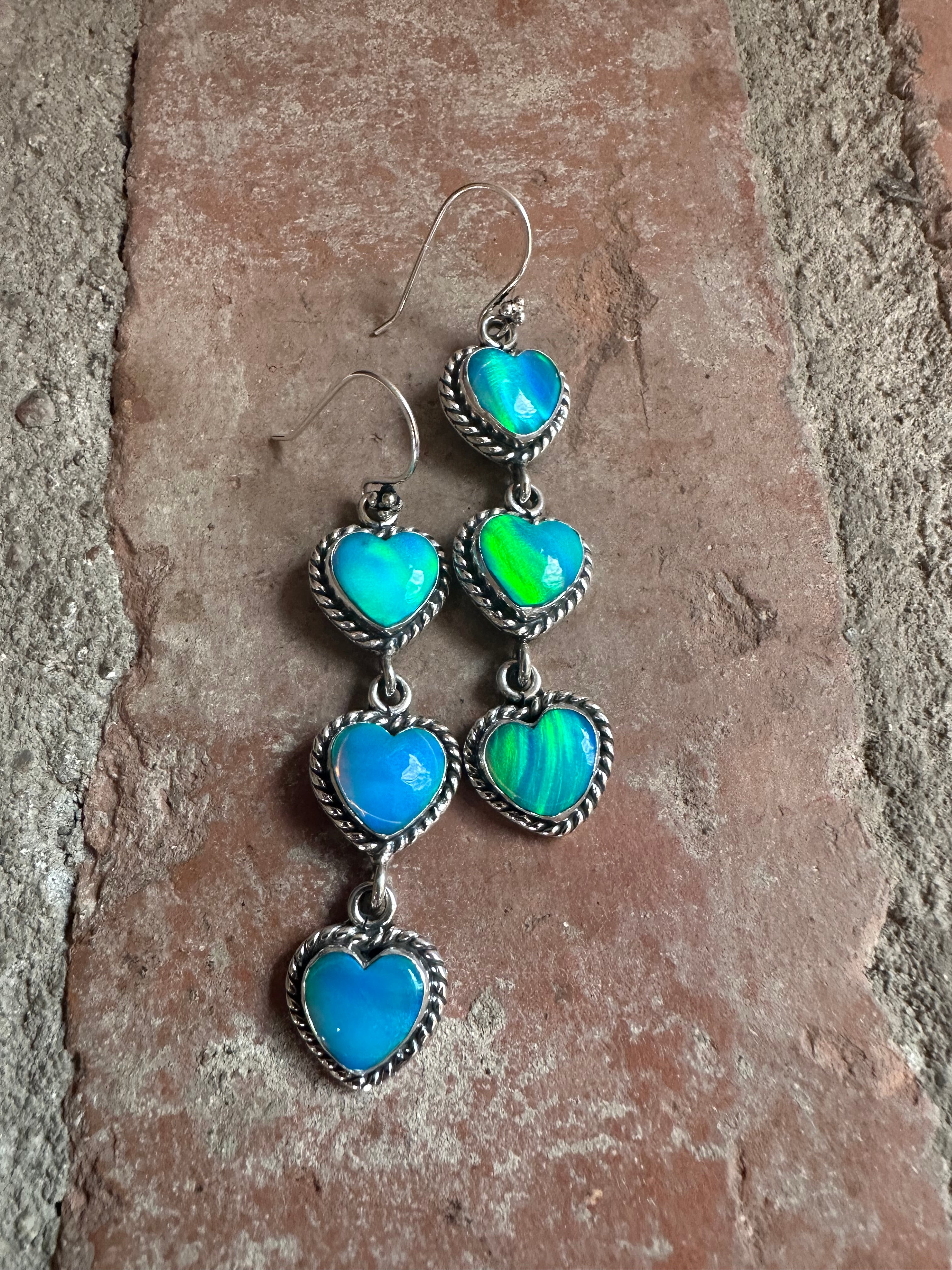 Handmade Blue Opal and Sterling Silver Handmade Dangles