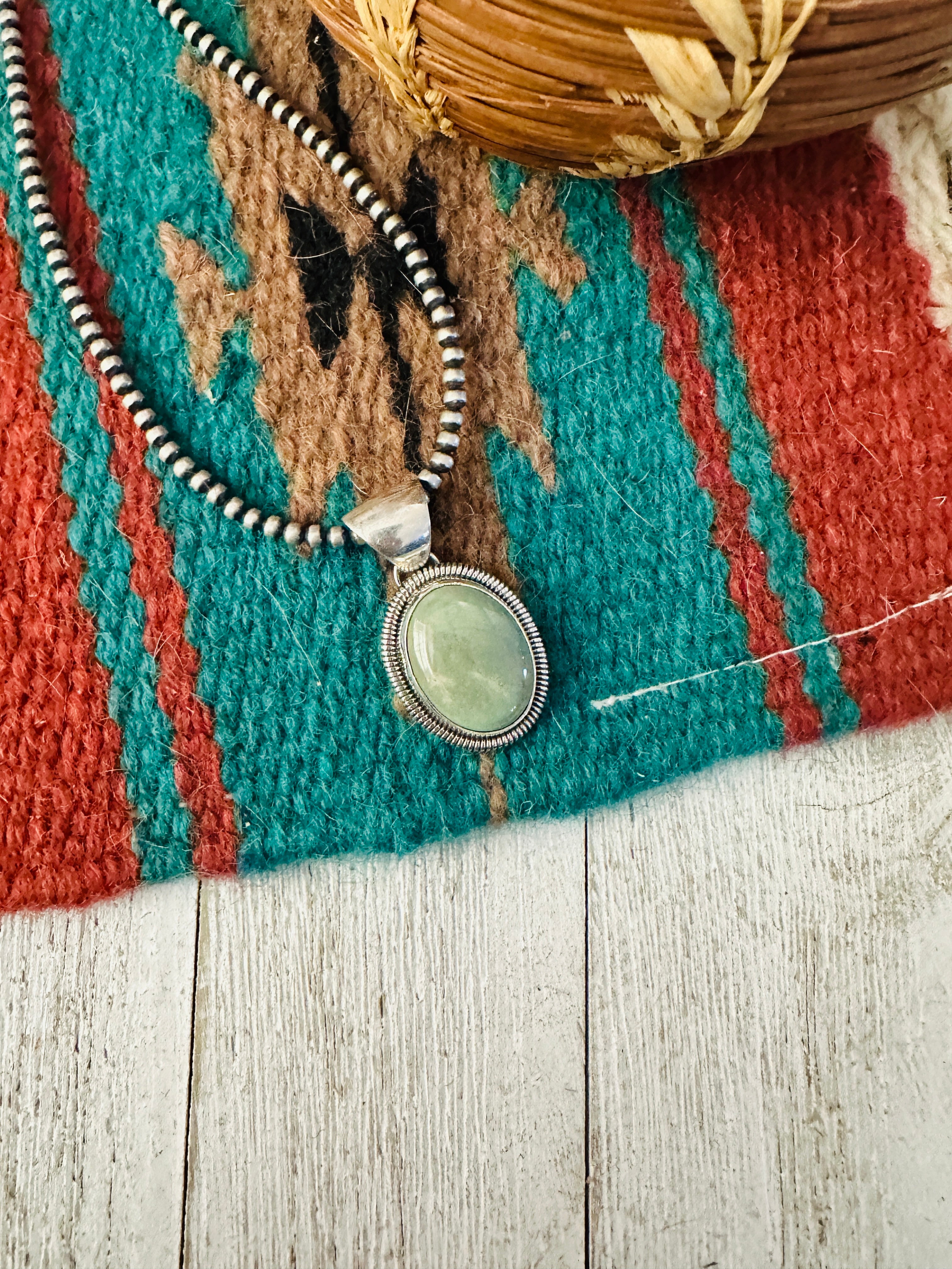 Navajo Turquoise & Sterling Silver Pendant by Wydell Billie