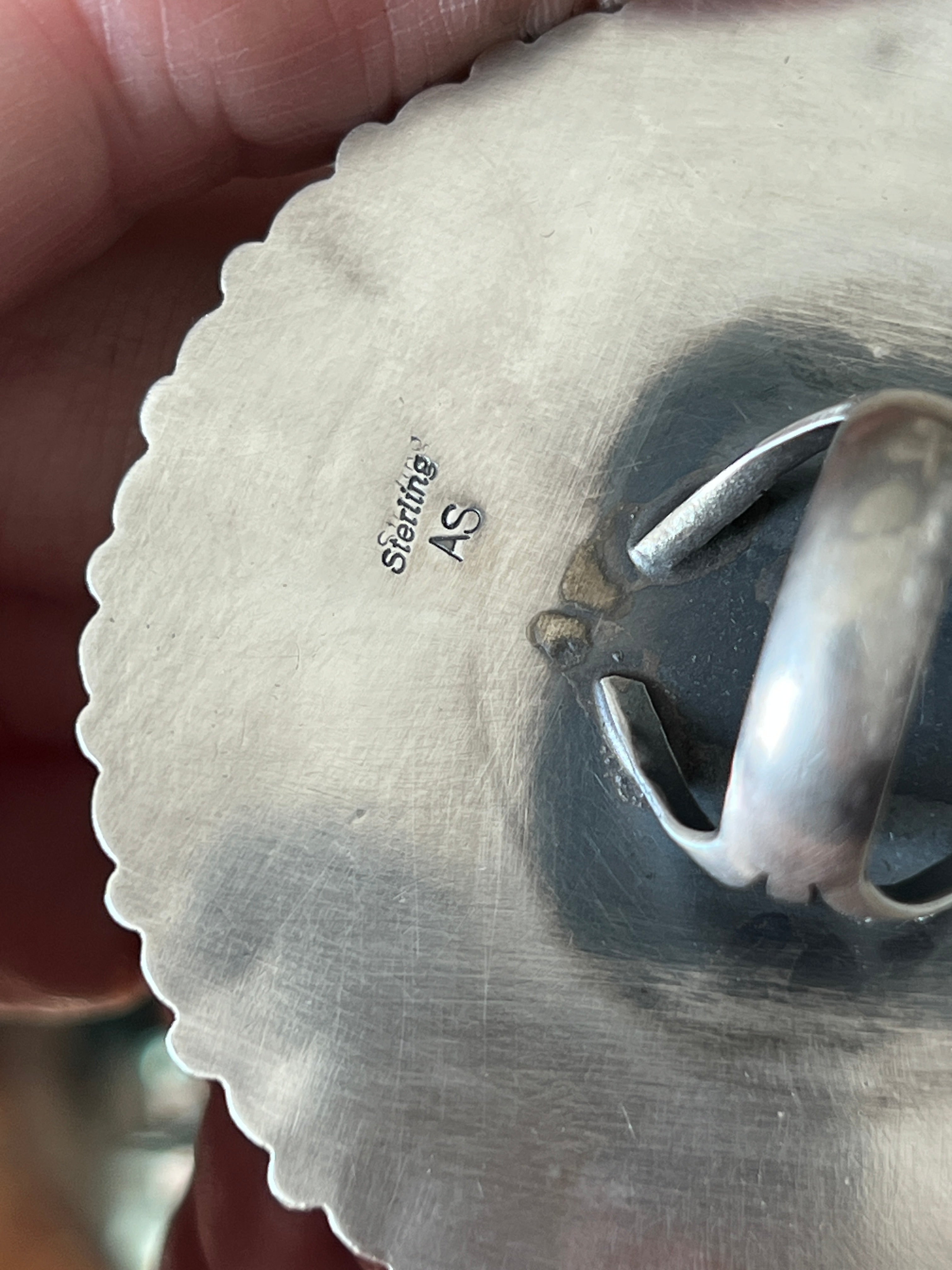 Handcrafted Sterling Silver and Purple Spiny Oyster Cluster Ring by Anthony Skeets, Size 7