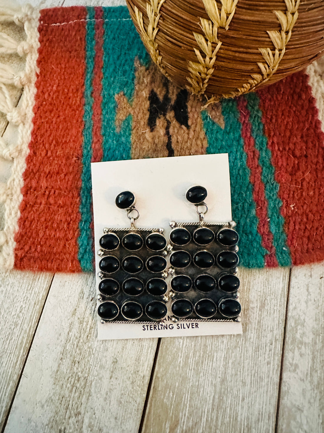 Handcrafted Black Onyx & Sterling Silver Dangle Earrings by Jacqueline Silver