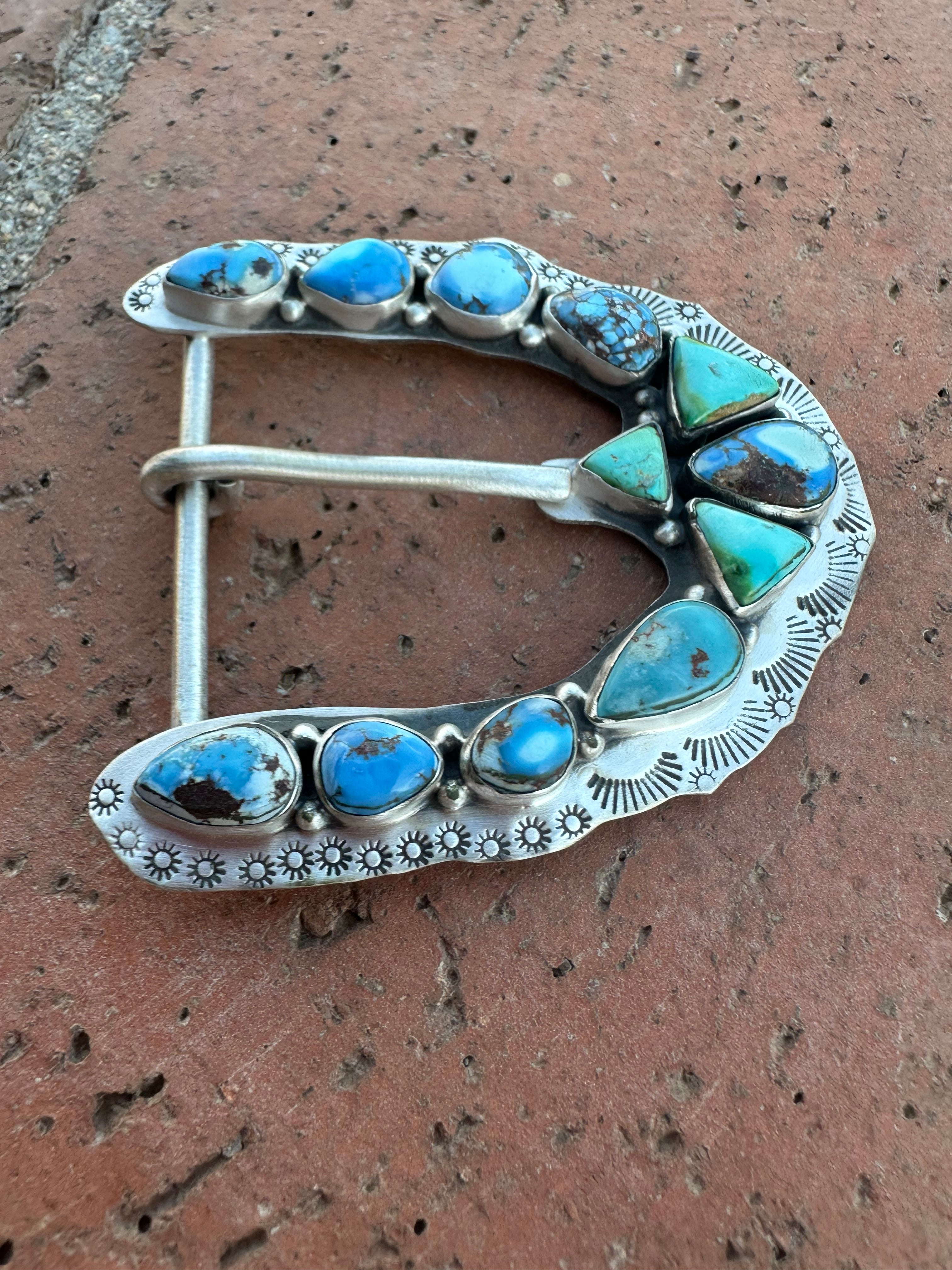 Buckin Bronco Nizhoni Turquoise & Sterling Silver Belt Buckles Signed