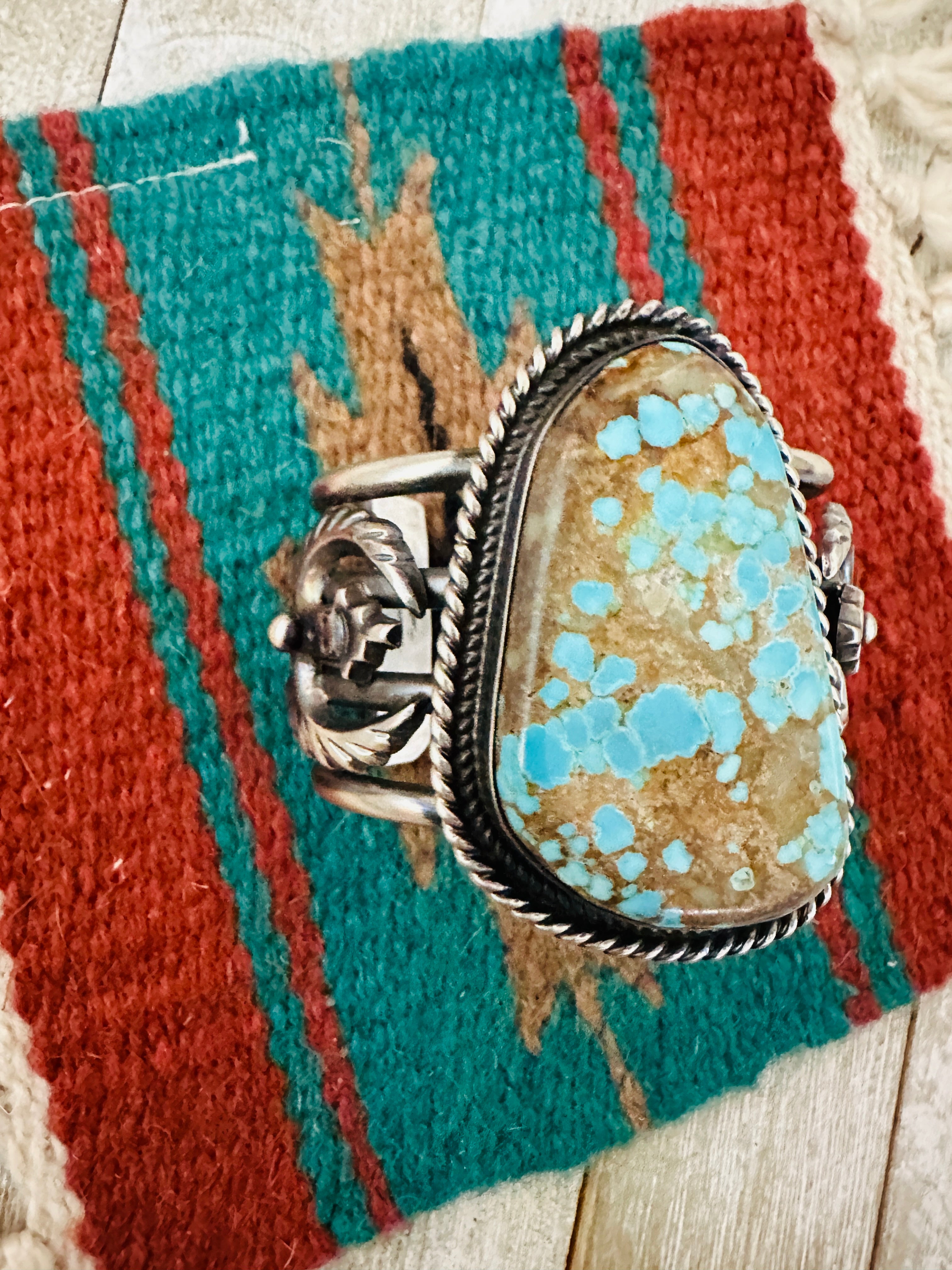 Handcrafted Sterling Silver & Number 8 Turquoise Cuff Bracelet by Chimney Butte