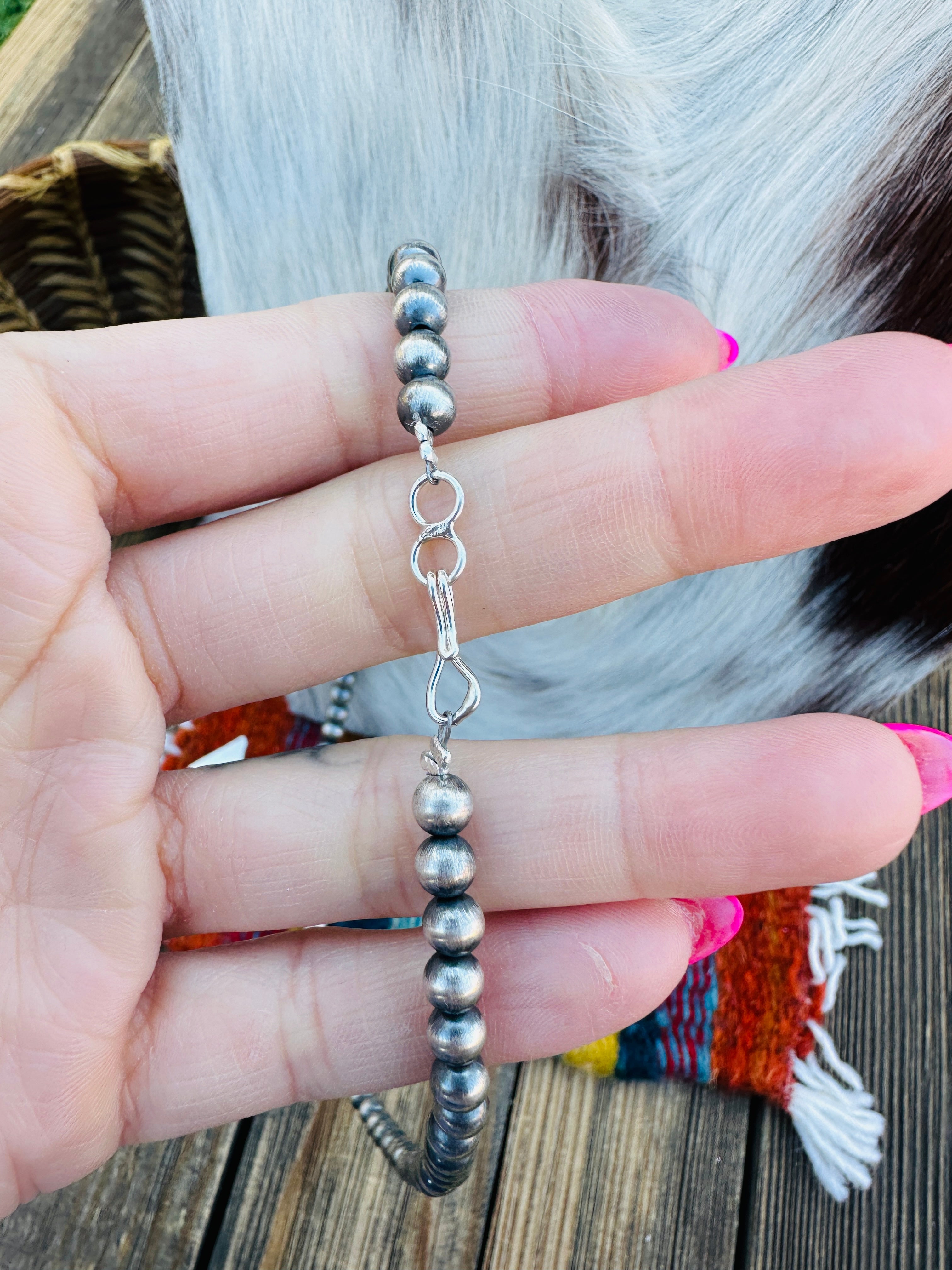 Handcrafted Turquoise & Sterling Silver Beaded Blossom Necklace