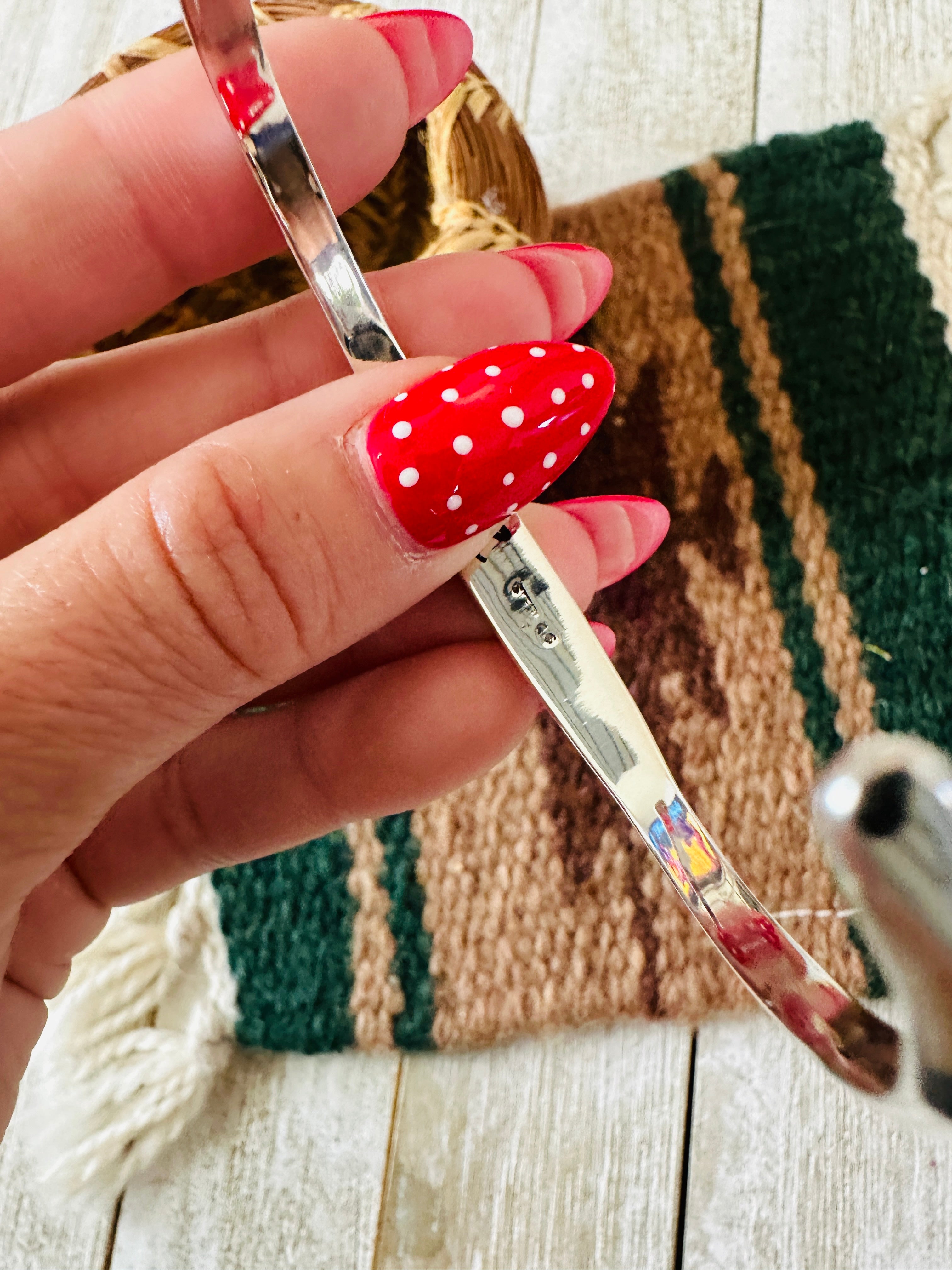 Handcrafted Cotton Candy & Sterling Silver Inlay Cuff Bracelet