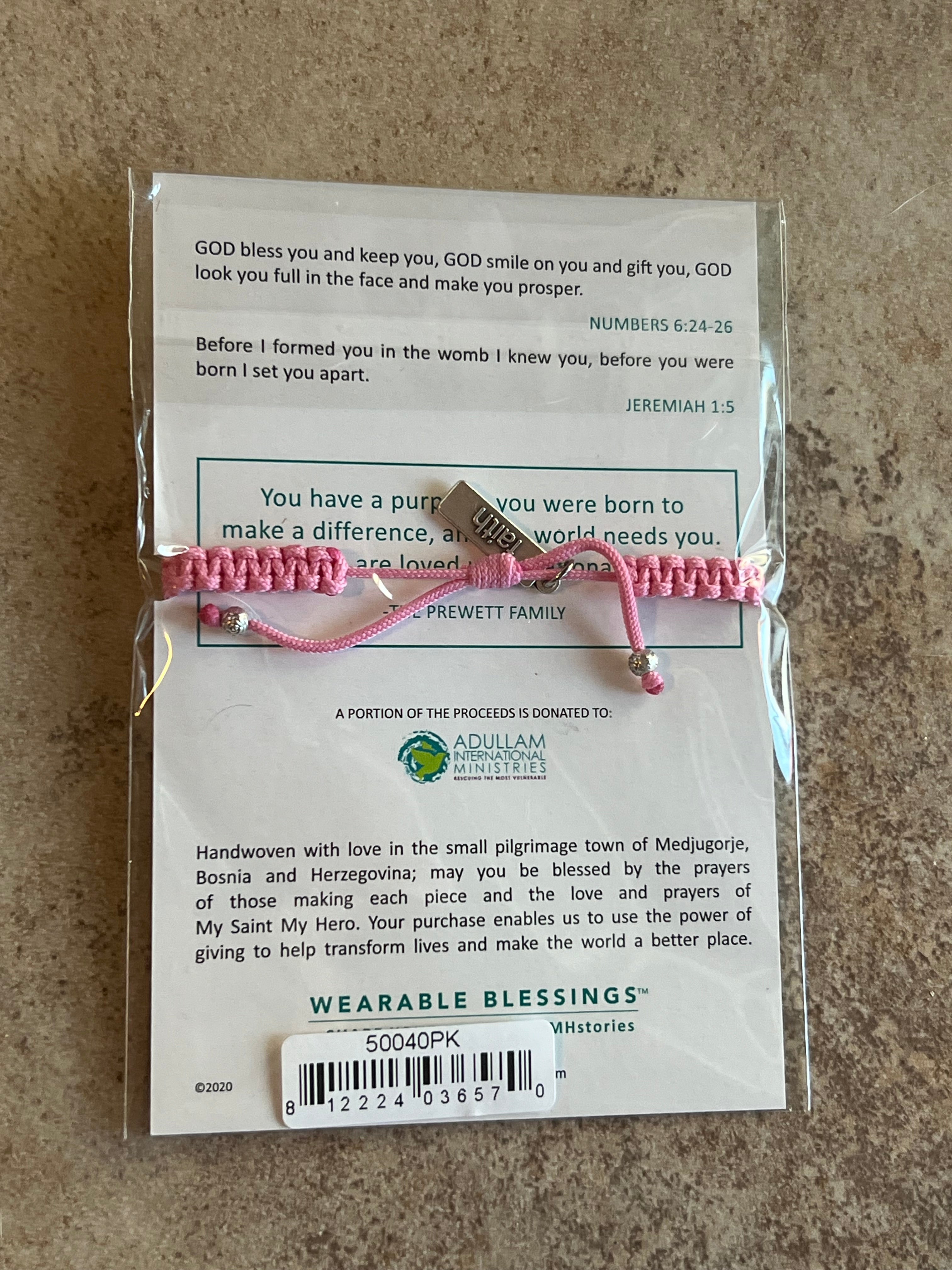 Wonderfully Made Blessed Kid’s Cross Bracelet (Pink)