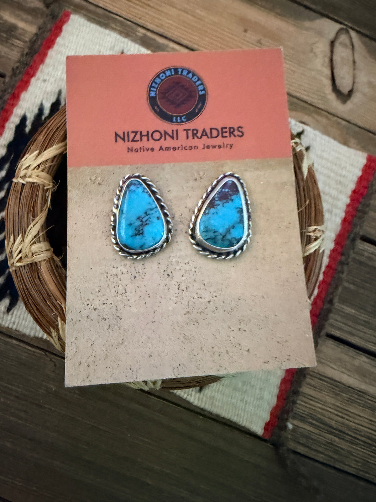 Handcrafted Turquoise & Sterling Silver Post Earrings