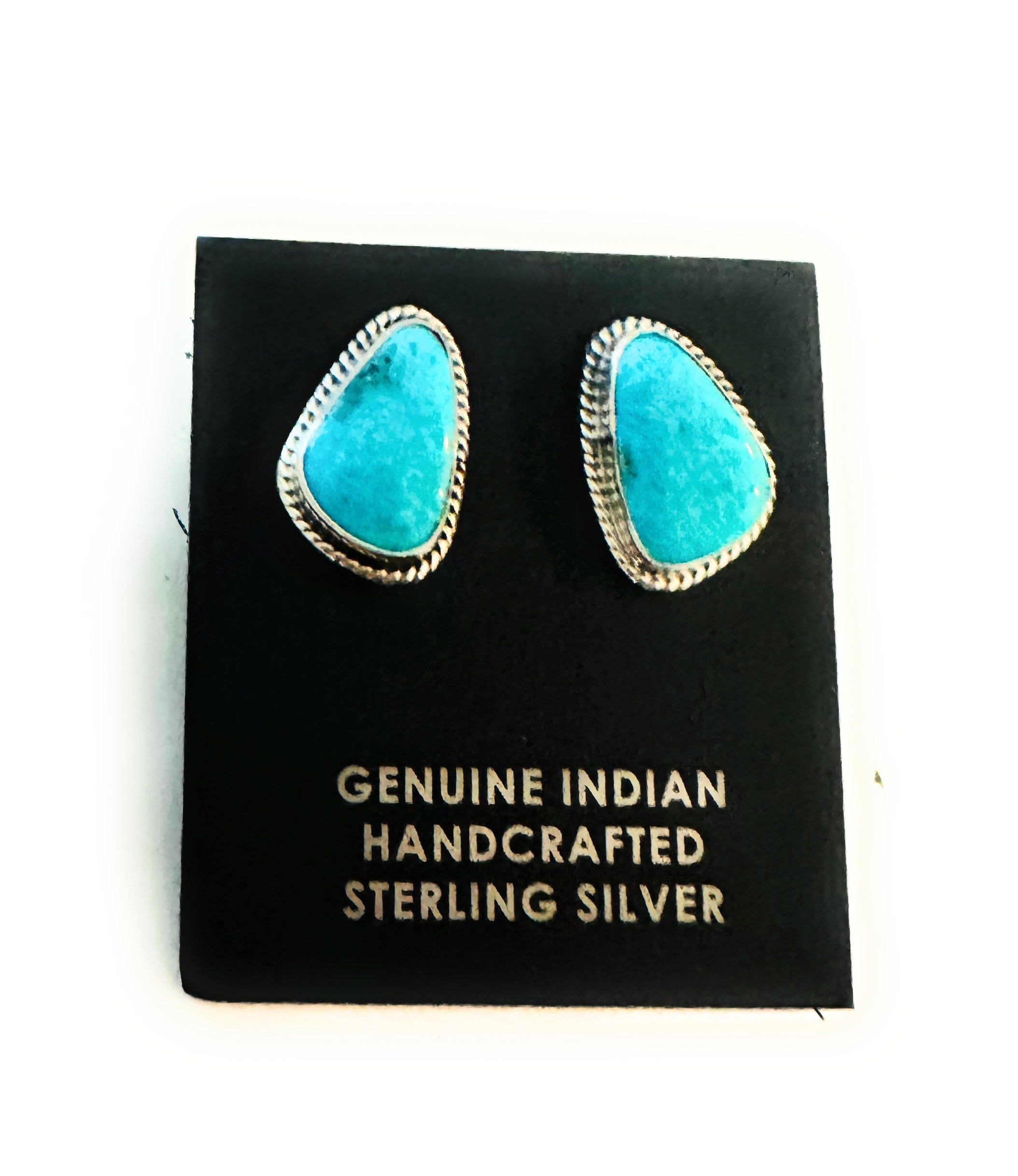 Navajo Kingman Turquoise and Sterling Silver Stud Earrings