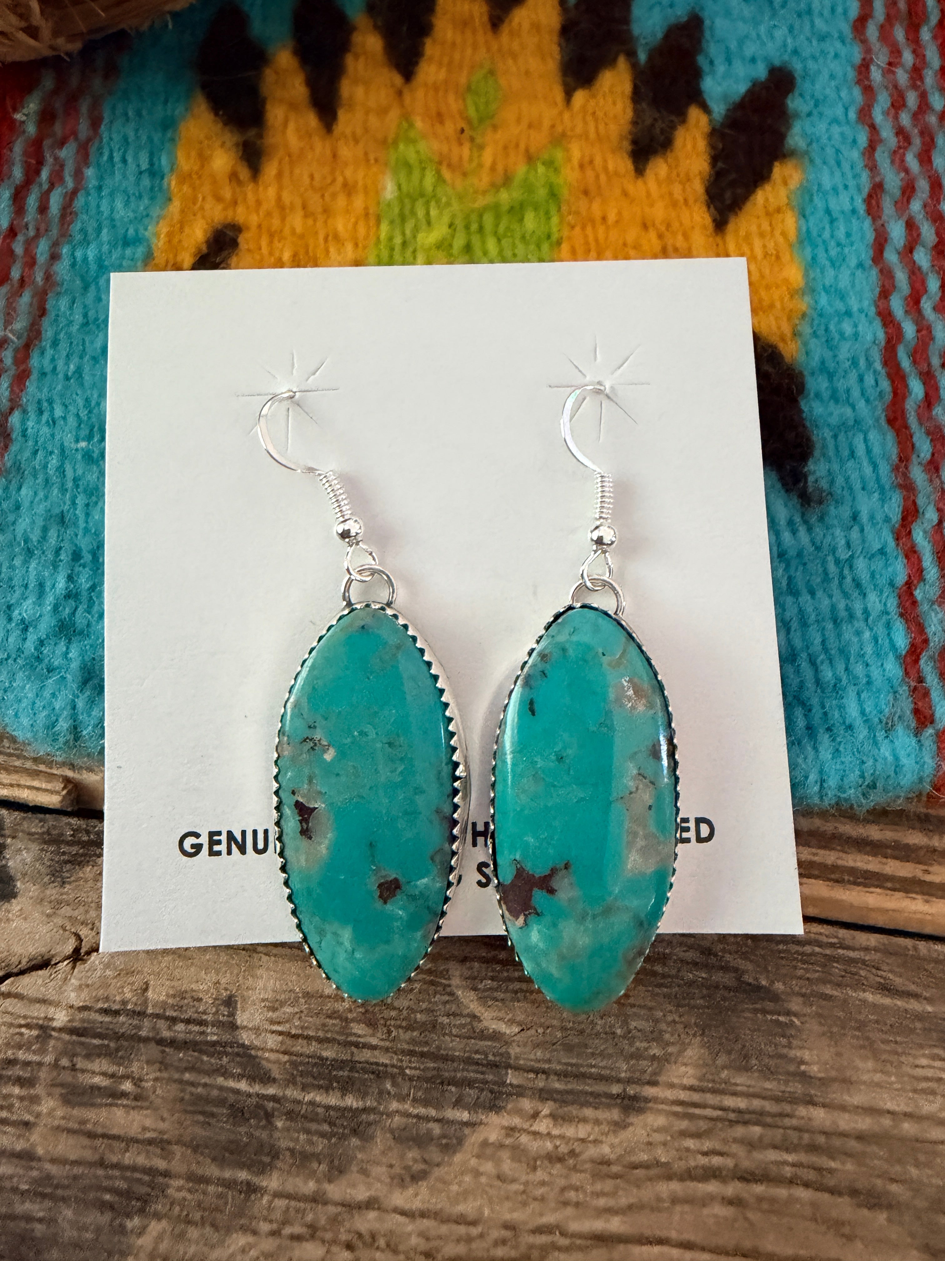 Handcrafted Kingman Turquoise & Sterling Silver Dangle Earrings