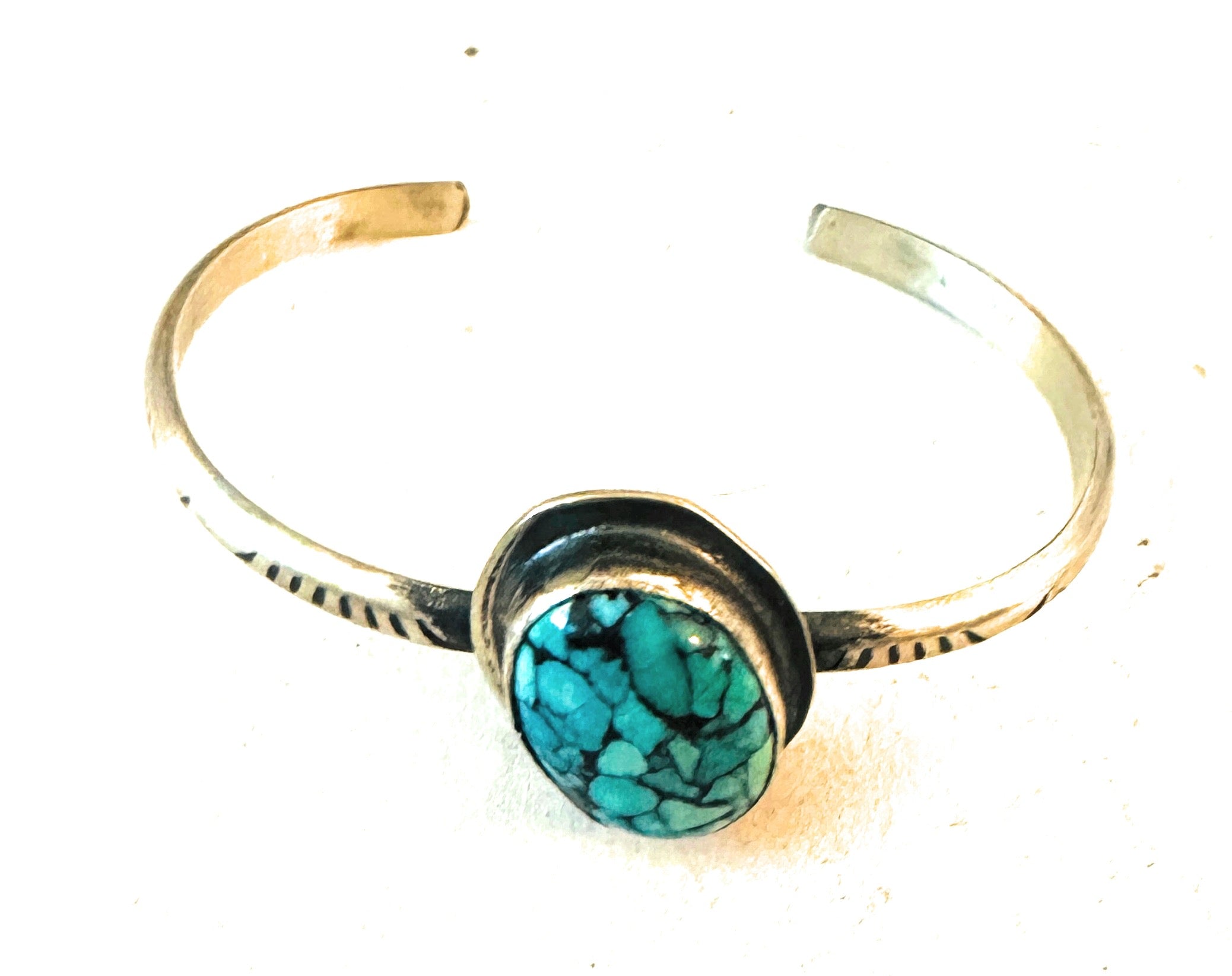 Navajo Sterling Silver & Kingman Web Turquoise Cuff Bracelet