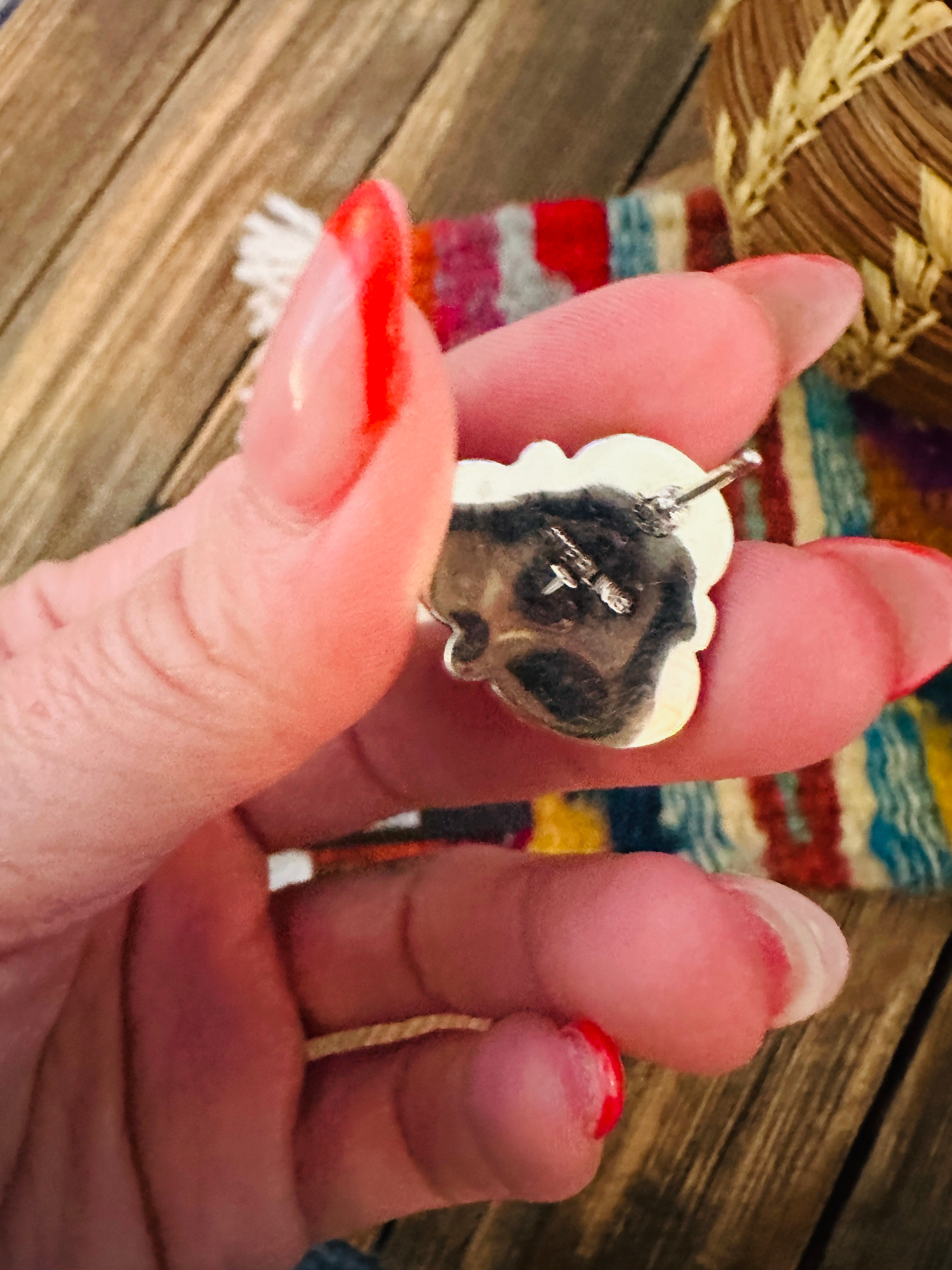 Handcrafted White Buffalo & Sterling Silver Cluster Post Earrings