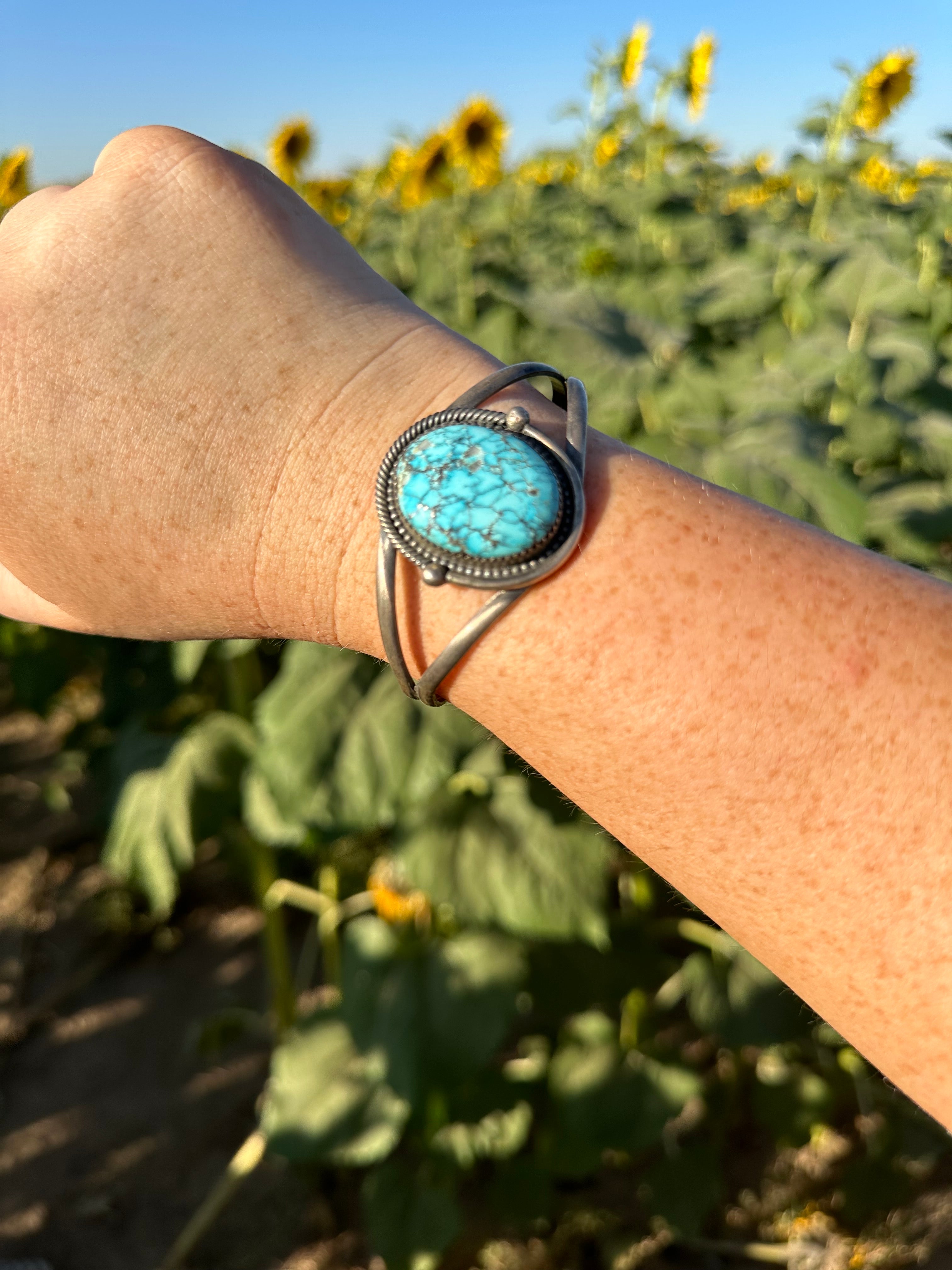 Navajo Old Pawn Turquoise & Sterling Silver Cuff Bracelet