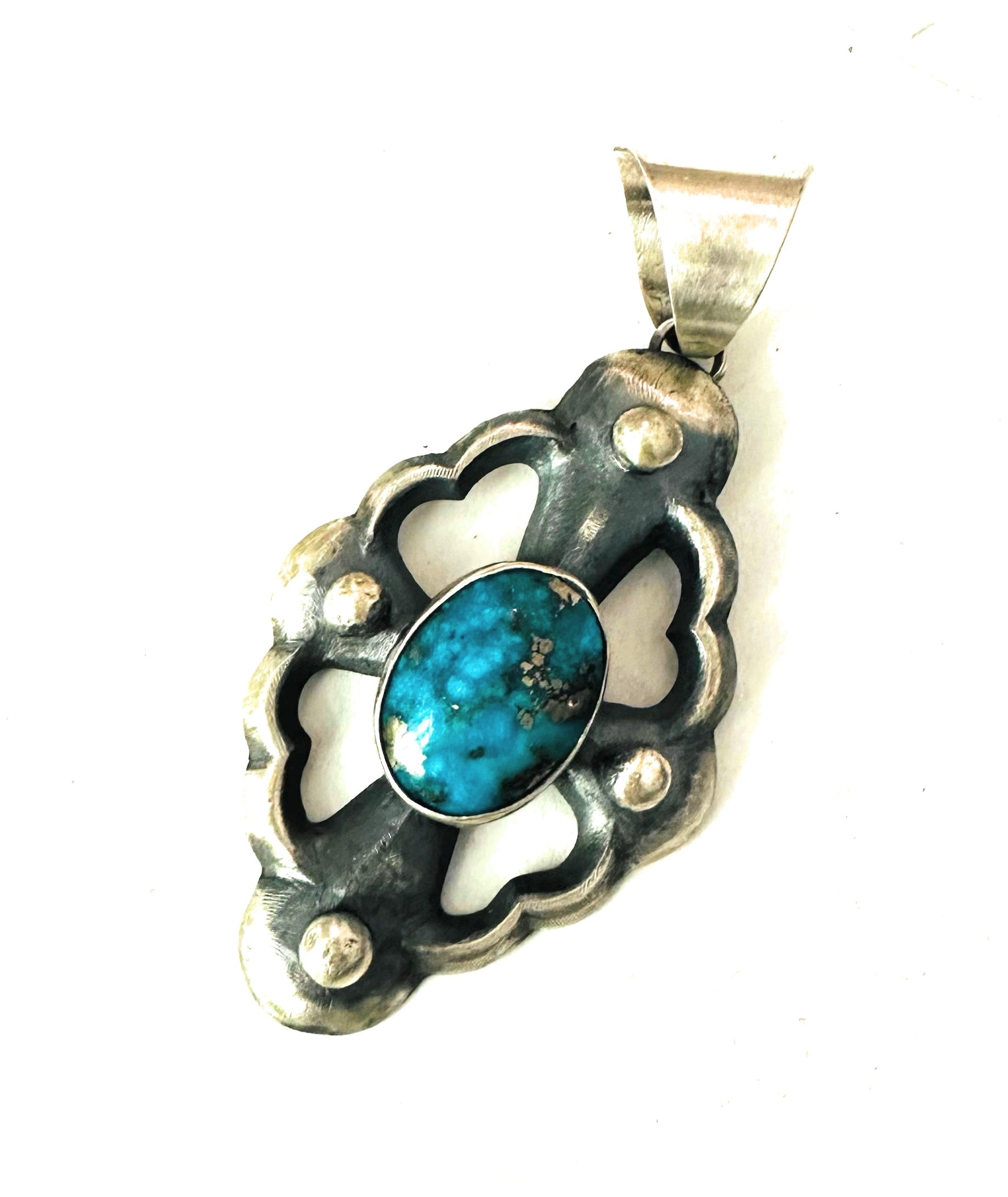 Navajo Sterling Silver & Turquoise Pendant by Chimney Butte