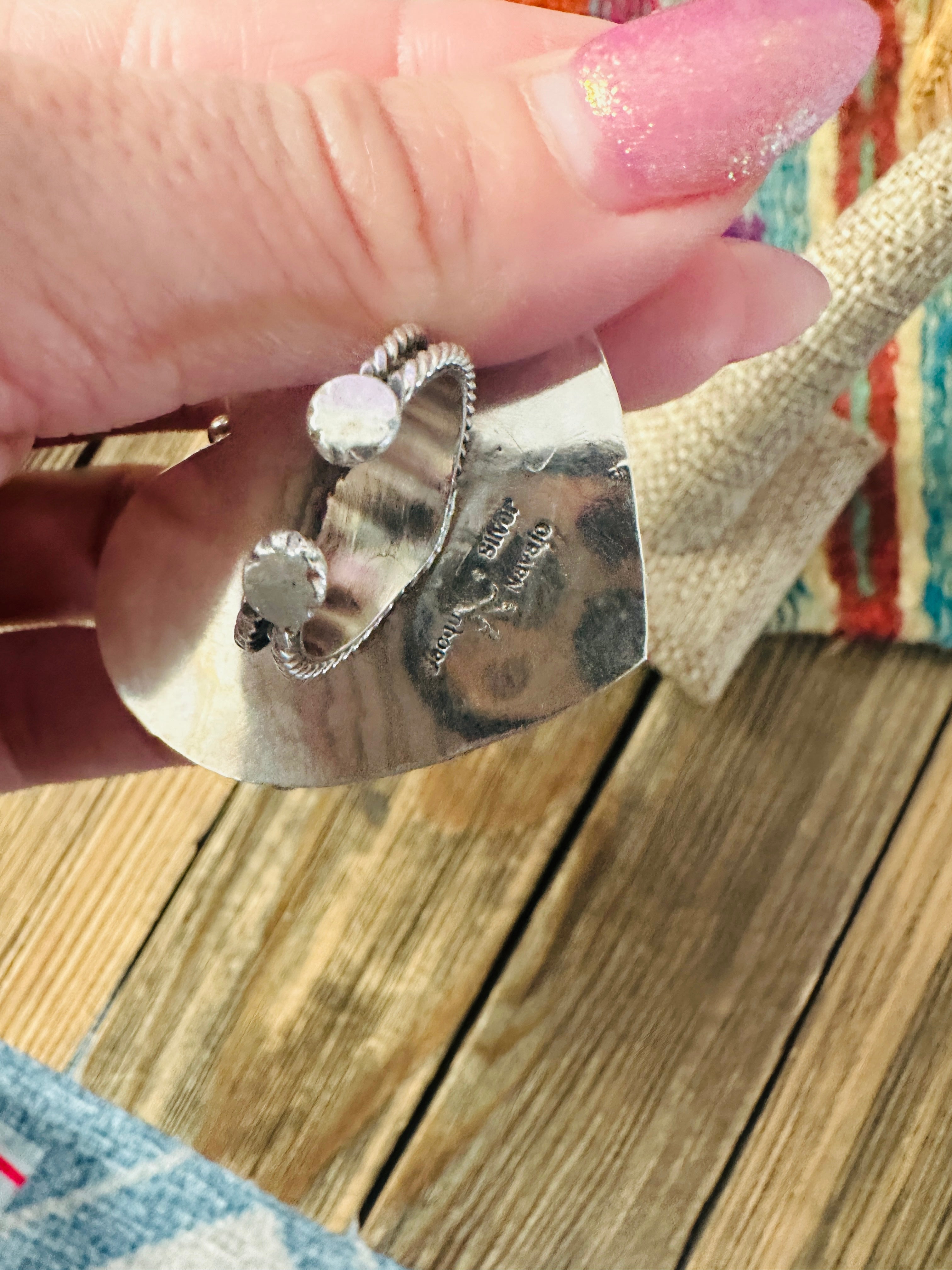 Handcrafted Spiny Oyster & Sterling Silver Adjustable Heart Ring by Jacqueline Silver