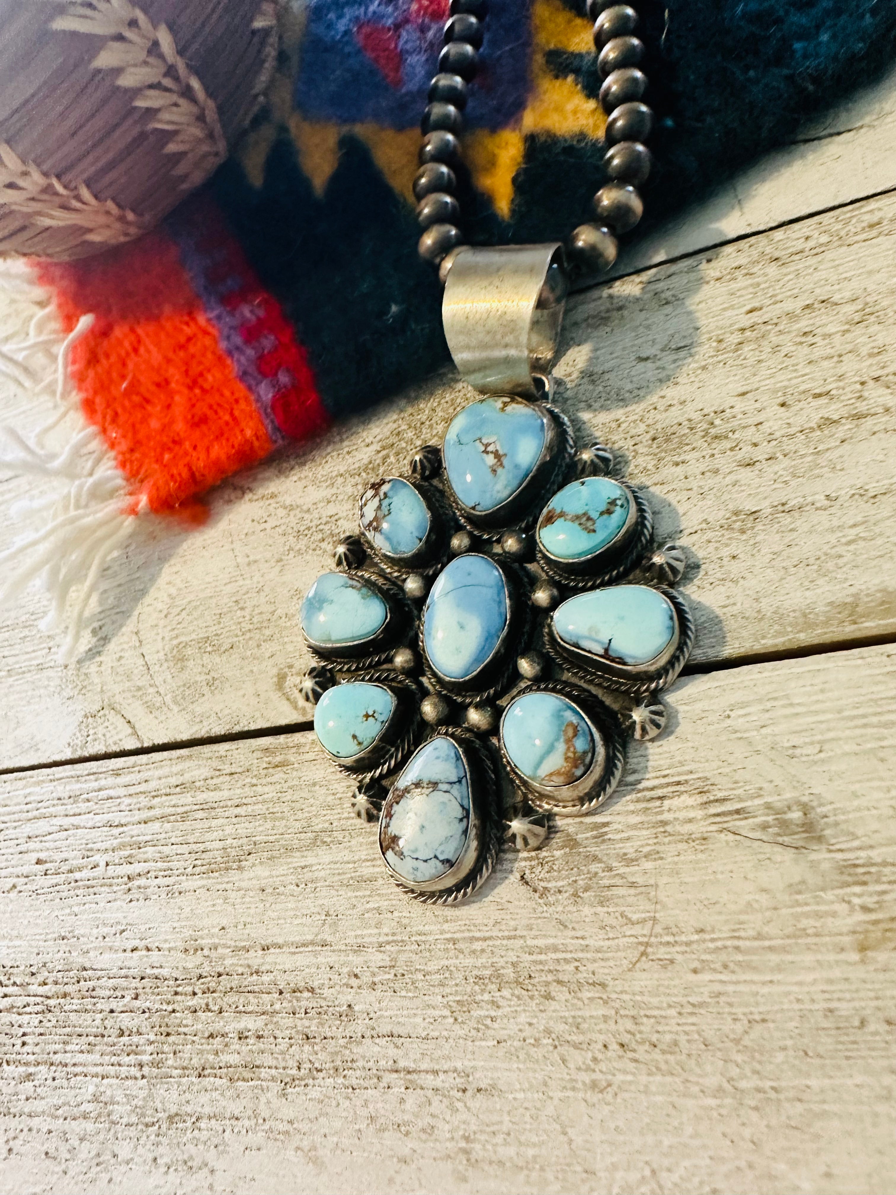 Navajo Golden Hills Turquoise & Sterling Silver Pendant