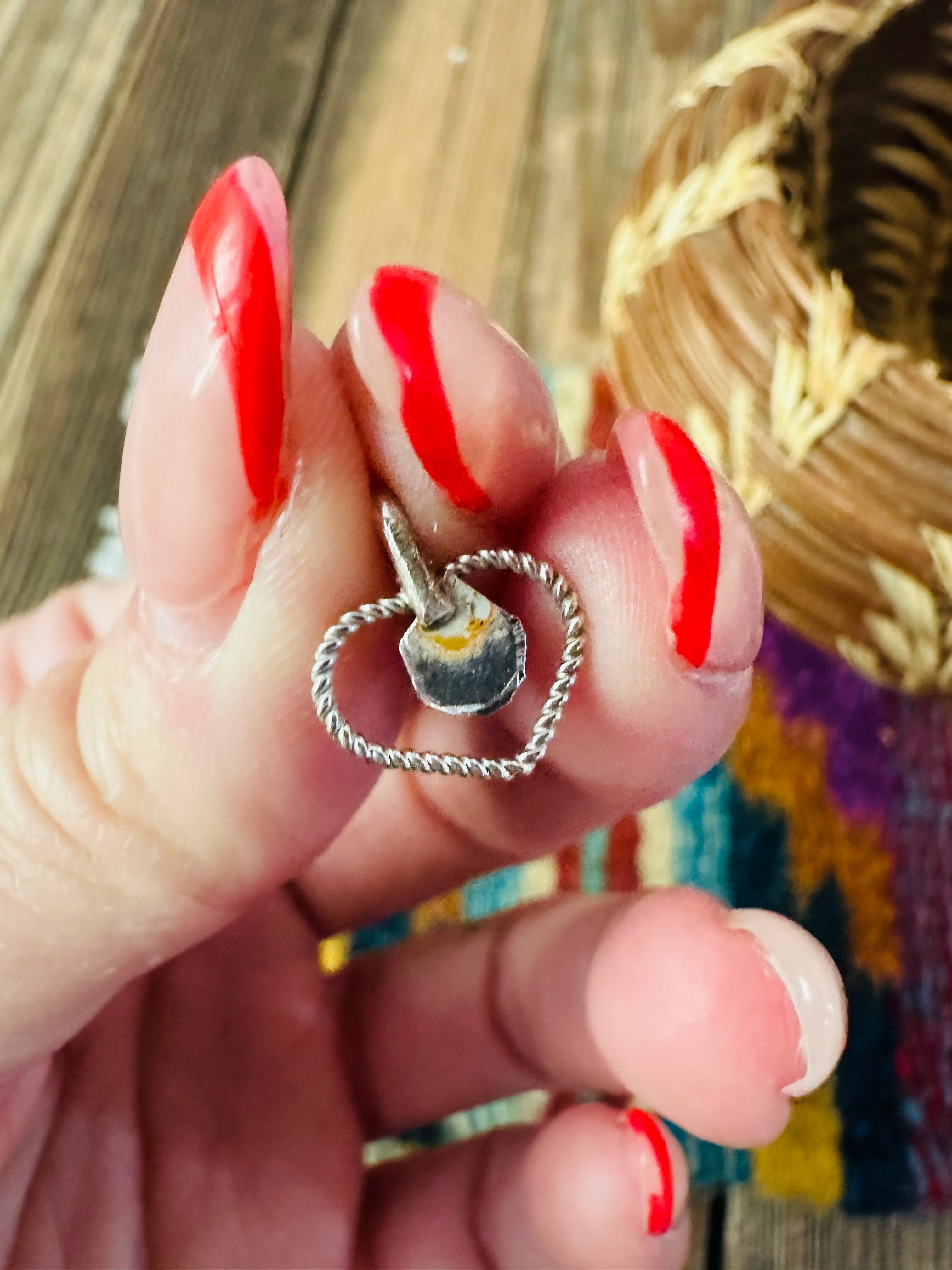 Handcrafted Sterling Silver and Blue Fire Opal Mini Heart Pendant