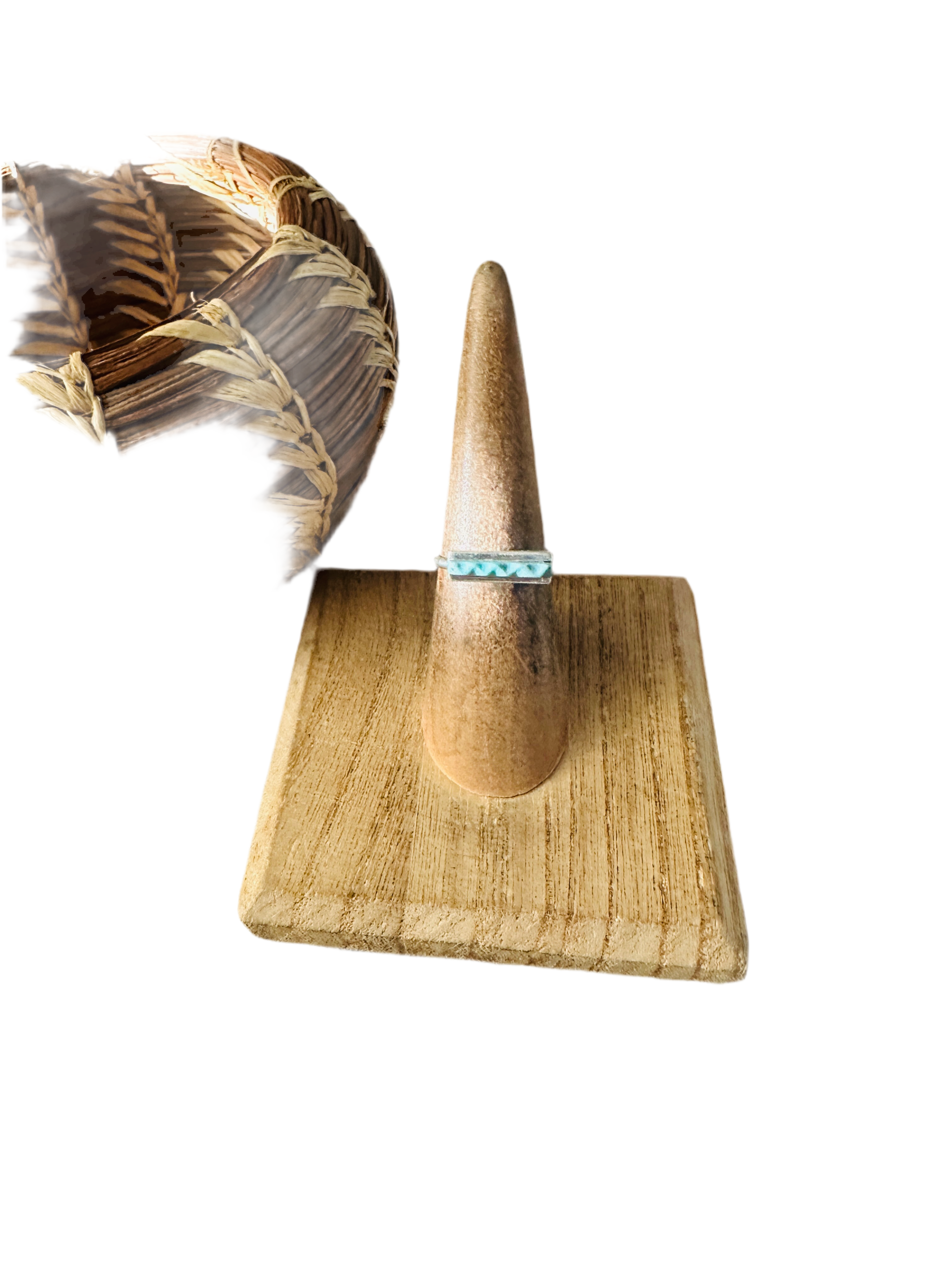 Handcrafted Turquoise & Sterling Silver Bar Band Ring