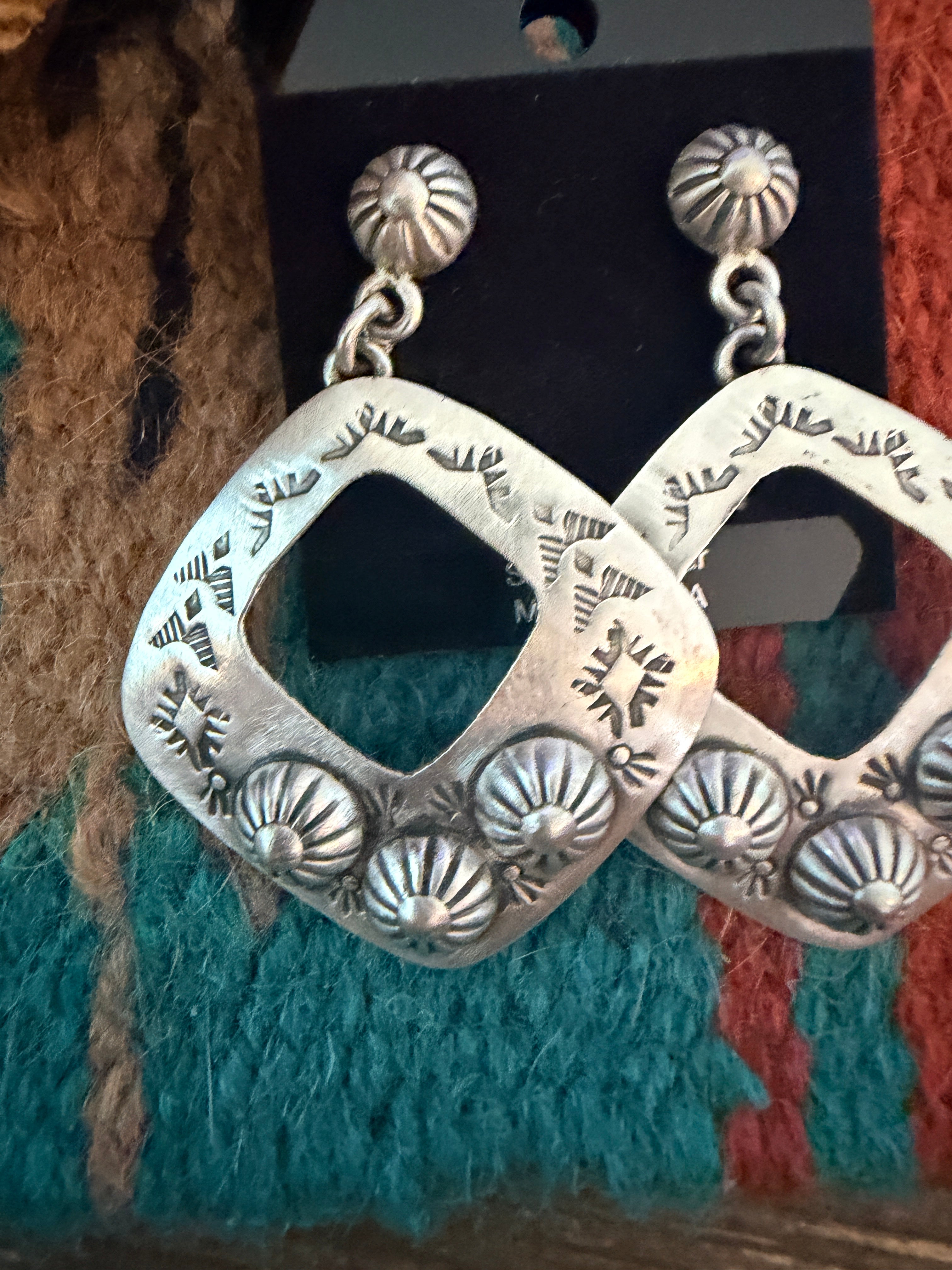 Handmade Sterling Silver Concho Dangle Earrings