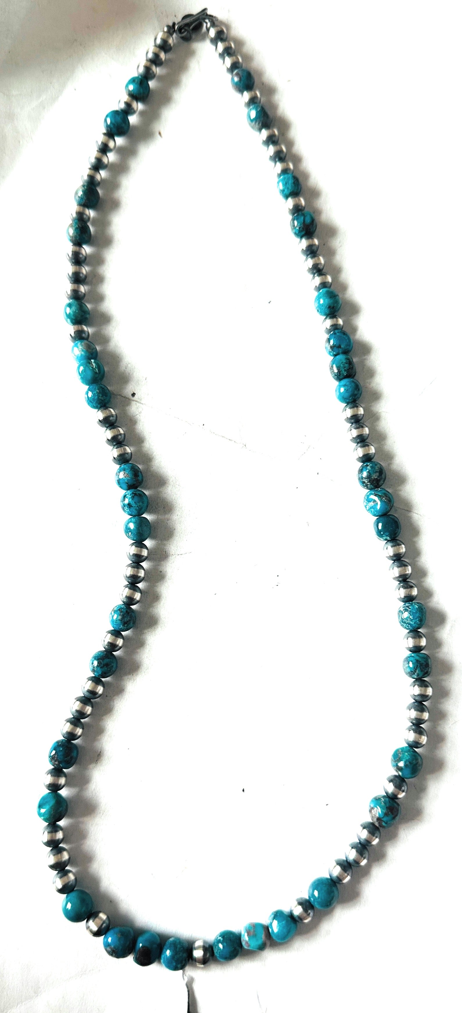 Navajo Turquoise & Sterling Silver Beaded Necklace