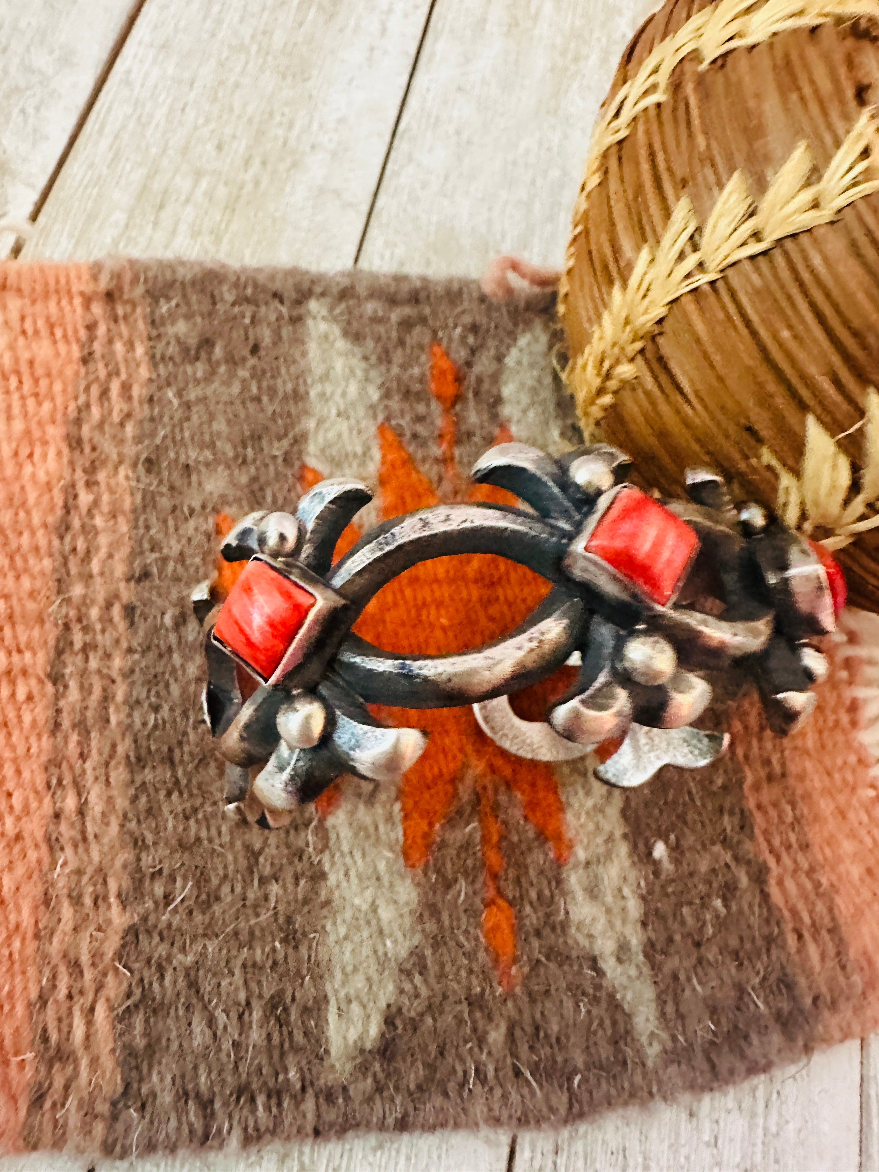 Handcrafted Spiny Oyster & Sterling Silver Cuff Bracelet by Chimney Butte