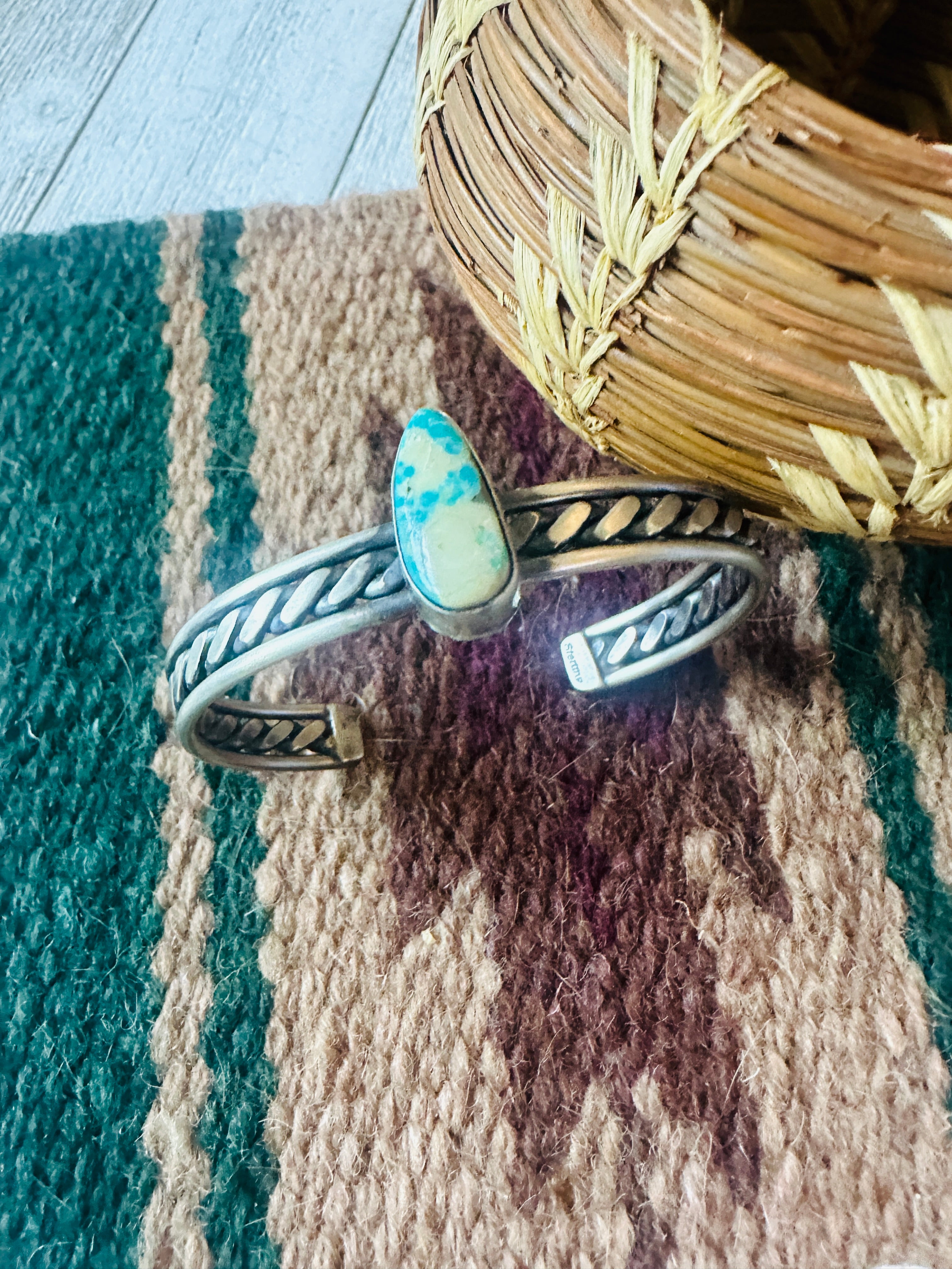 Navajo Sterling Silver & Turquoise Cuff Bracelet