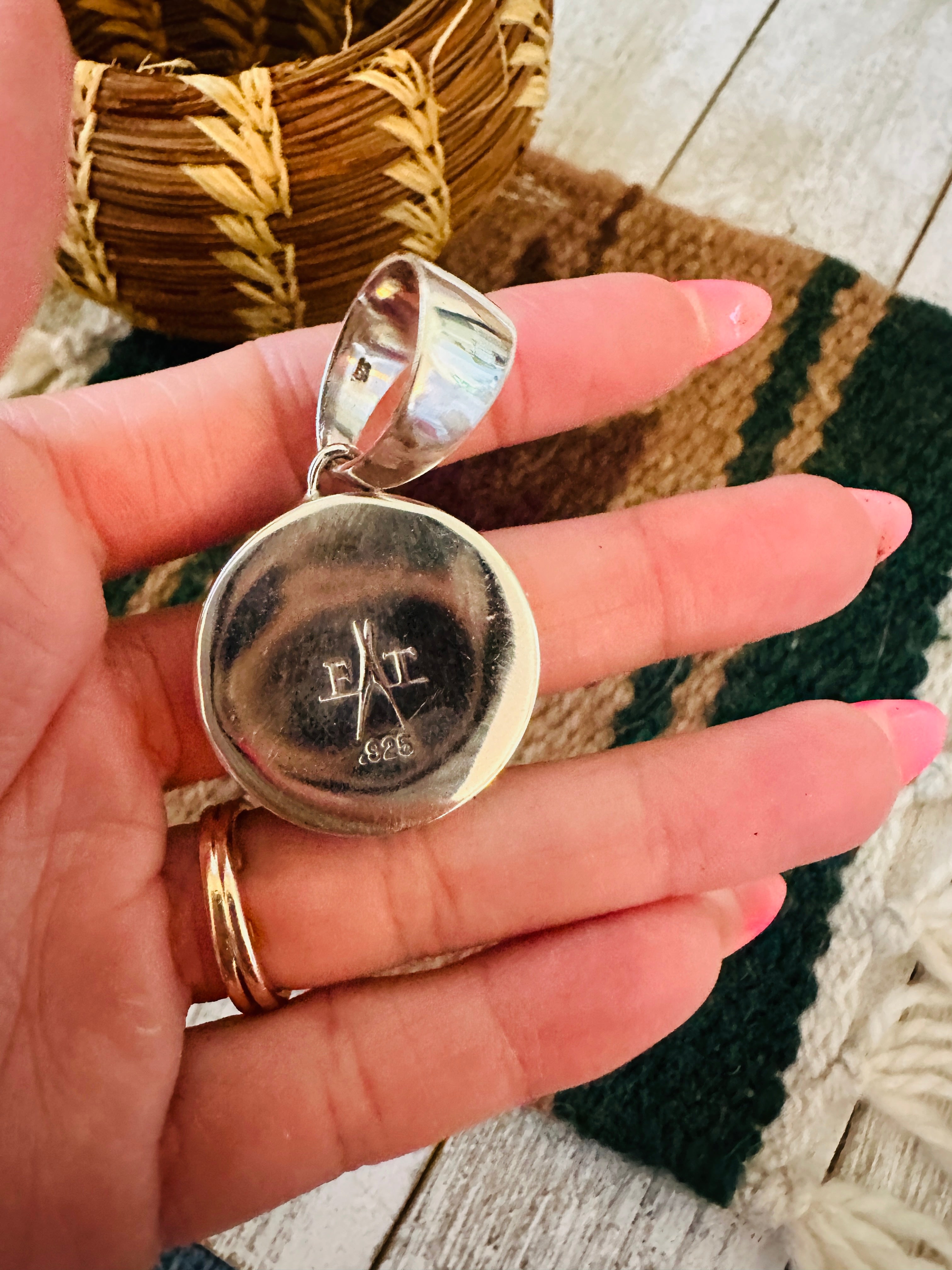 Handcrafted Cotton Candy & Sterling Silver Inlay Pendant