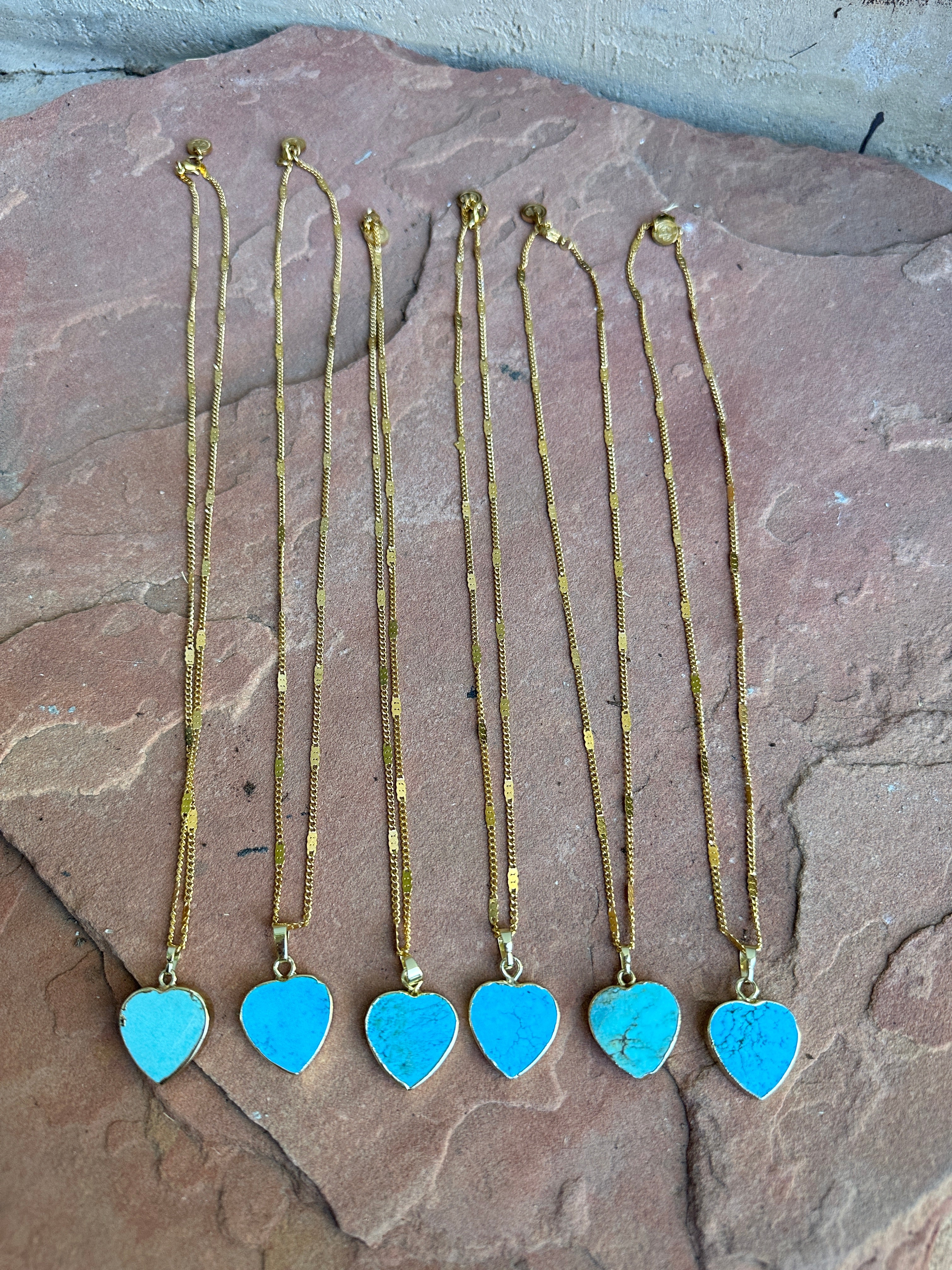 “The Golden Collection” Turquoise Heart Handmade Turquoise Gold Plated Necklace 18 Inches