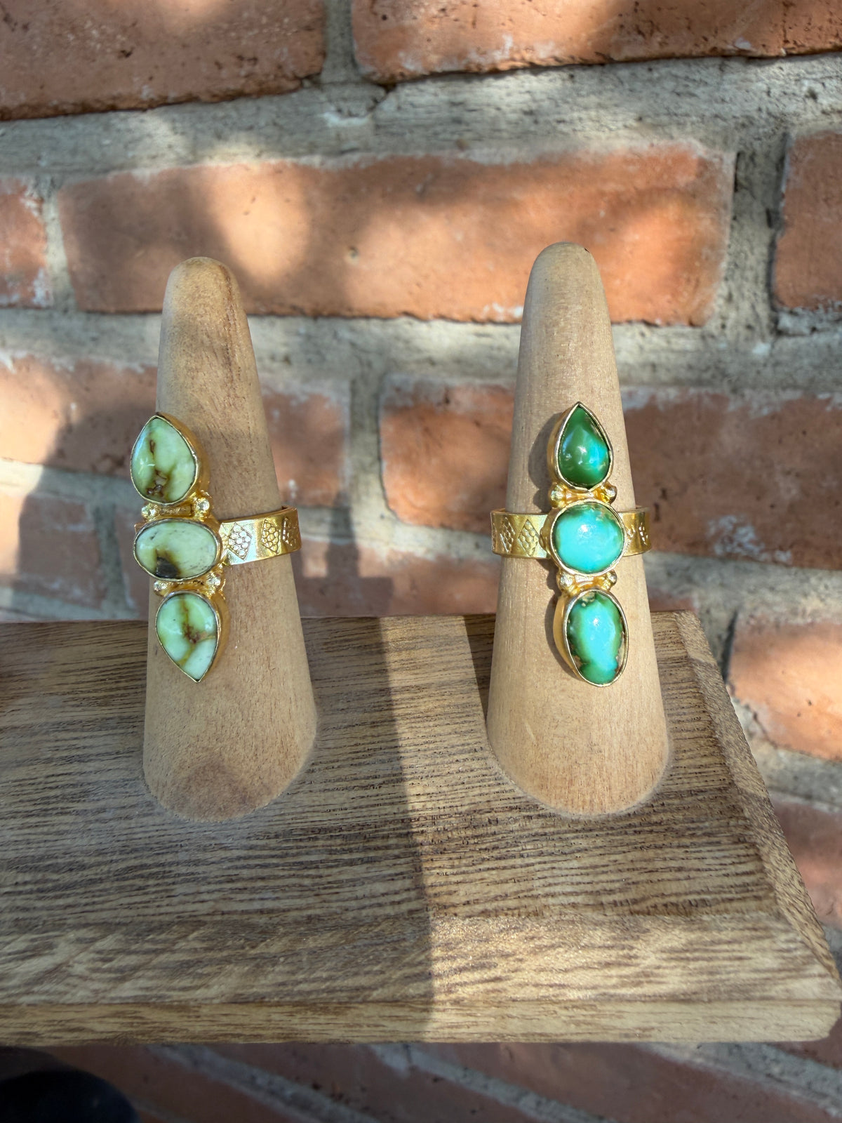 “The Golden Collection” Genuine Multi Stone Adjustable 3 Stone Ring