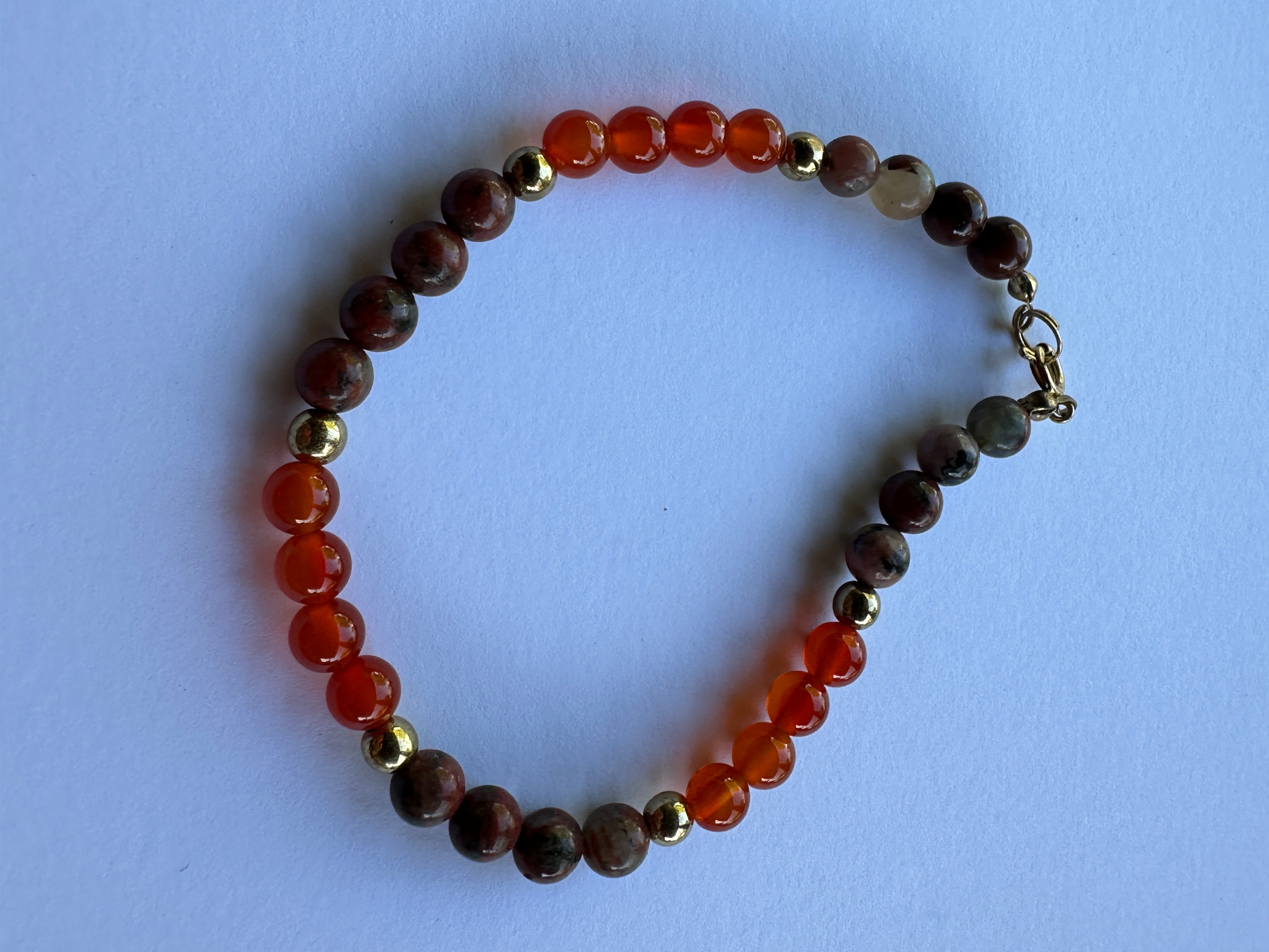 Orange & Multi Color Carnelian Agate Bracelet