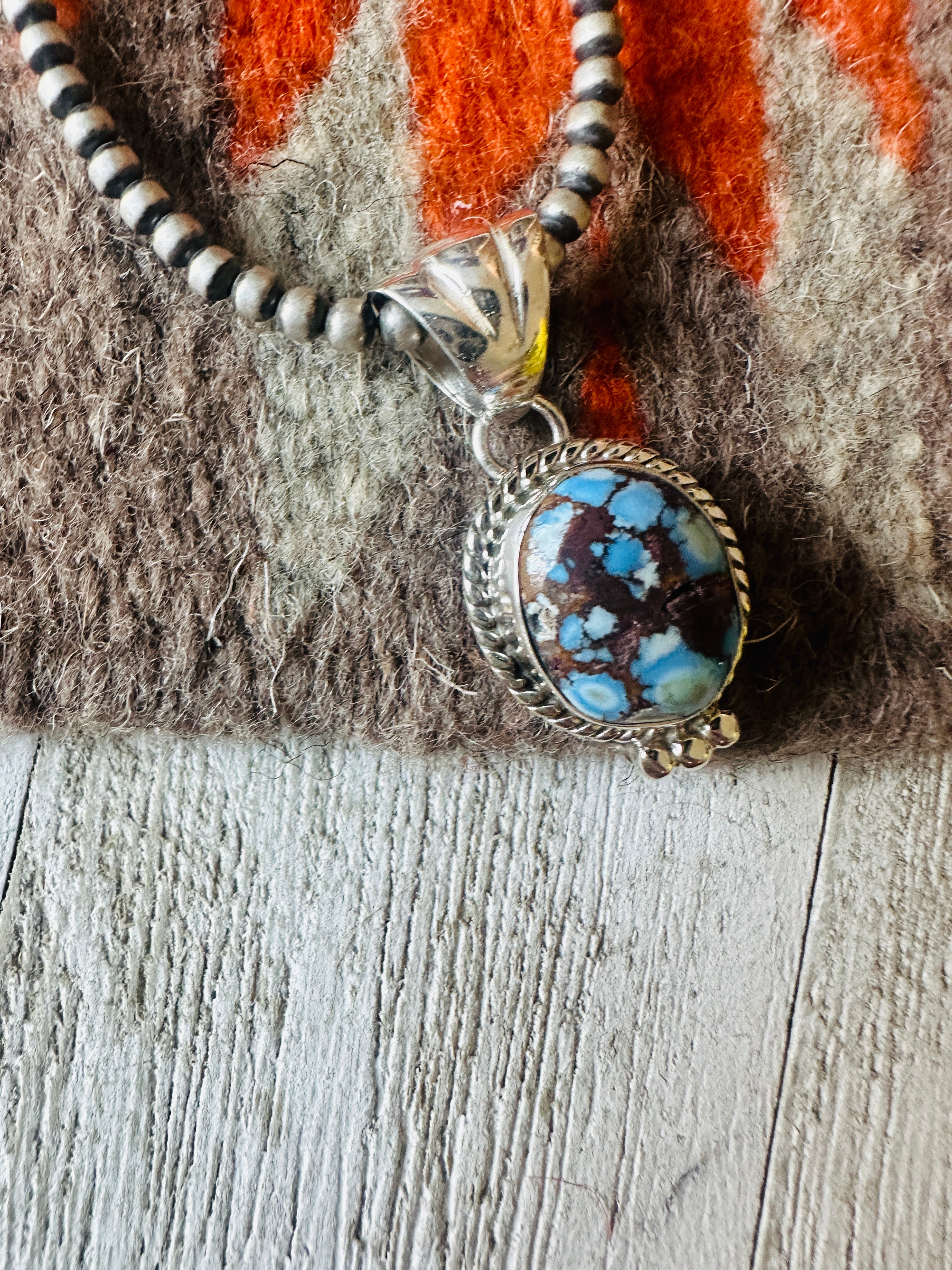 Navajo Golden Hills Turquoise and Sterling Silver Pendant