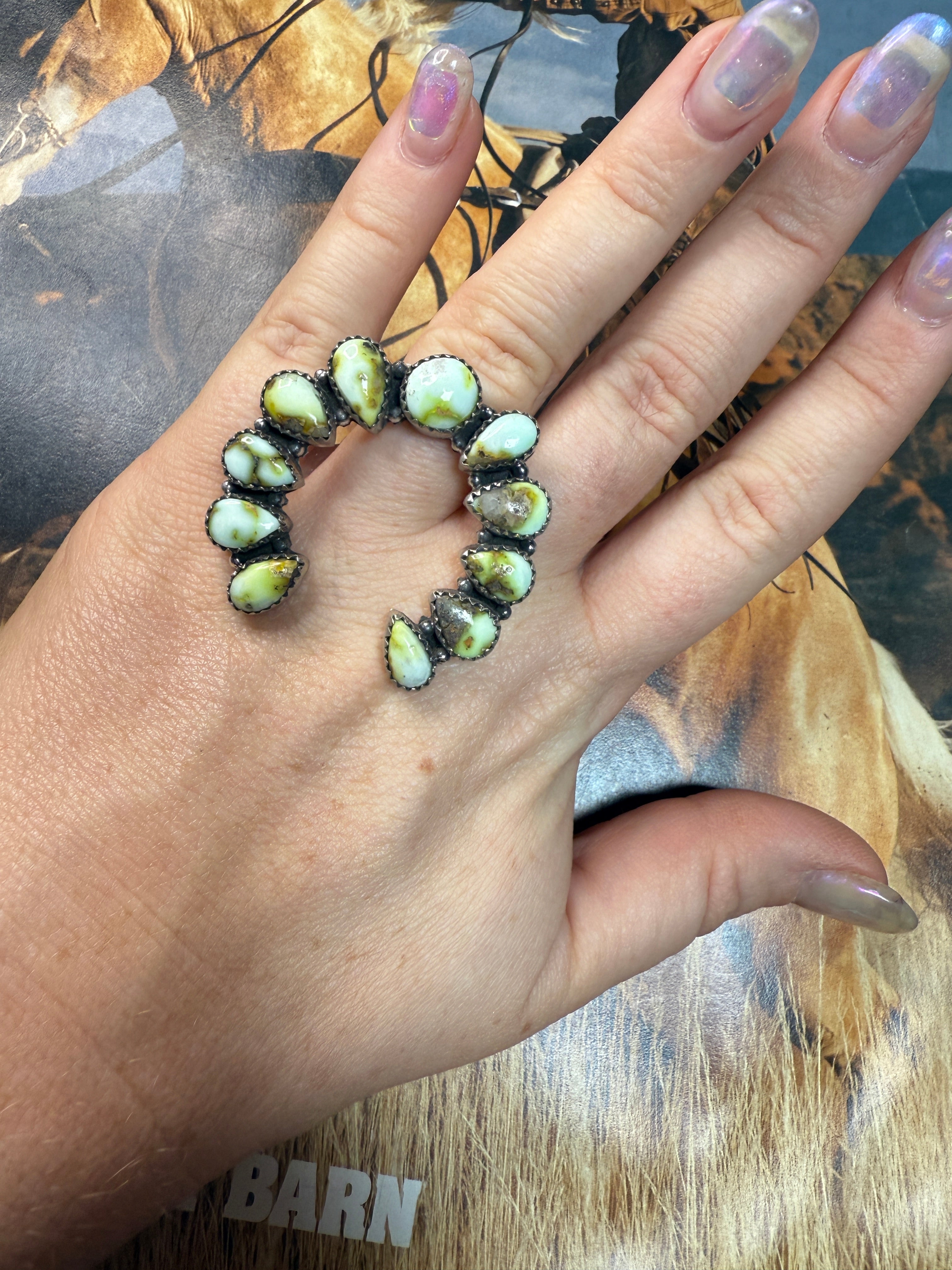 Handmade Sterling Silver Adjustable Multi Stone Naja Ring