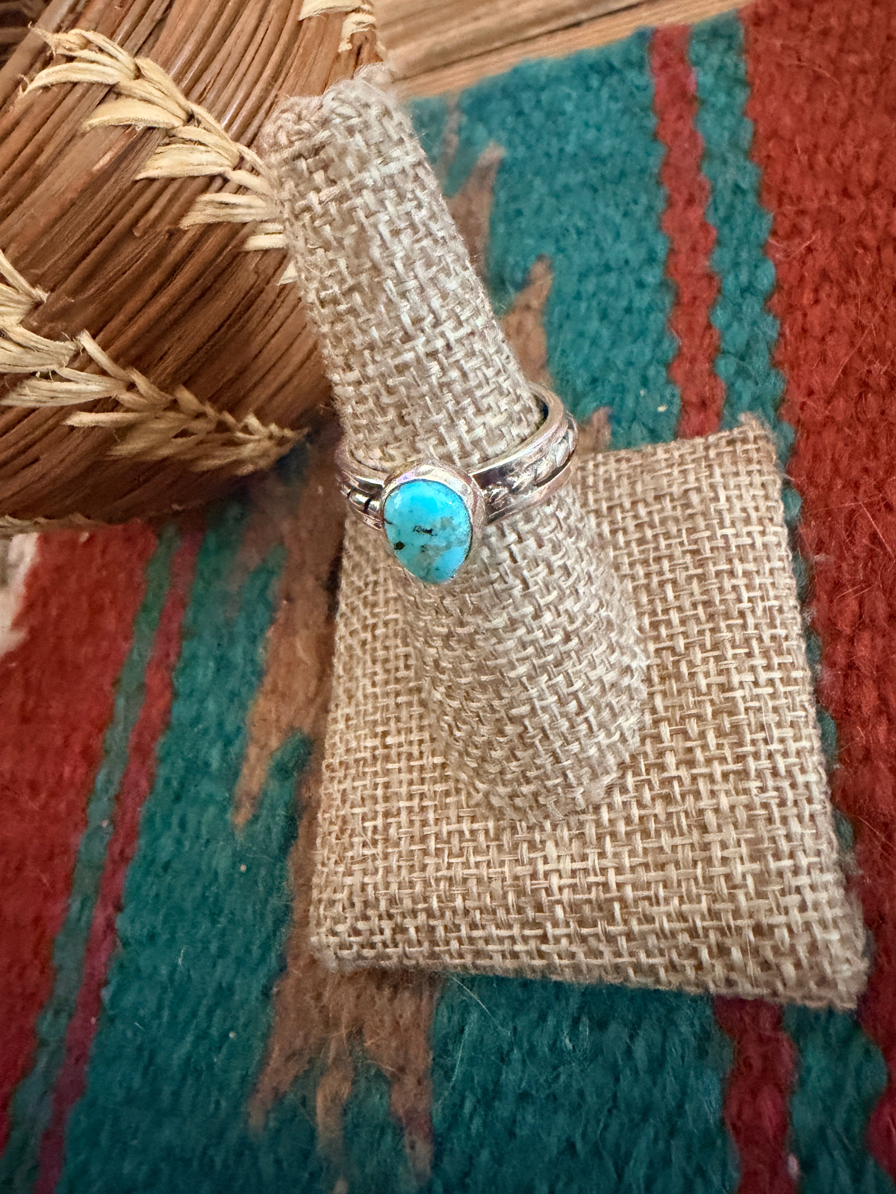 Handcrafted Turquoise & Sterling Silver Ring Size 7.25