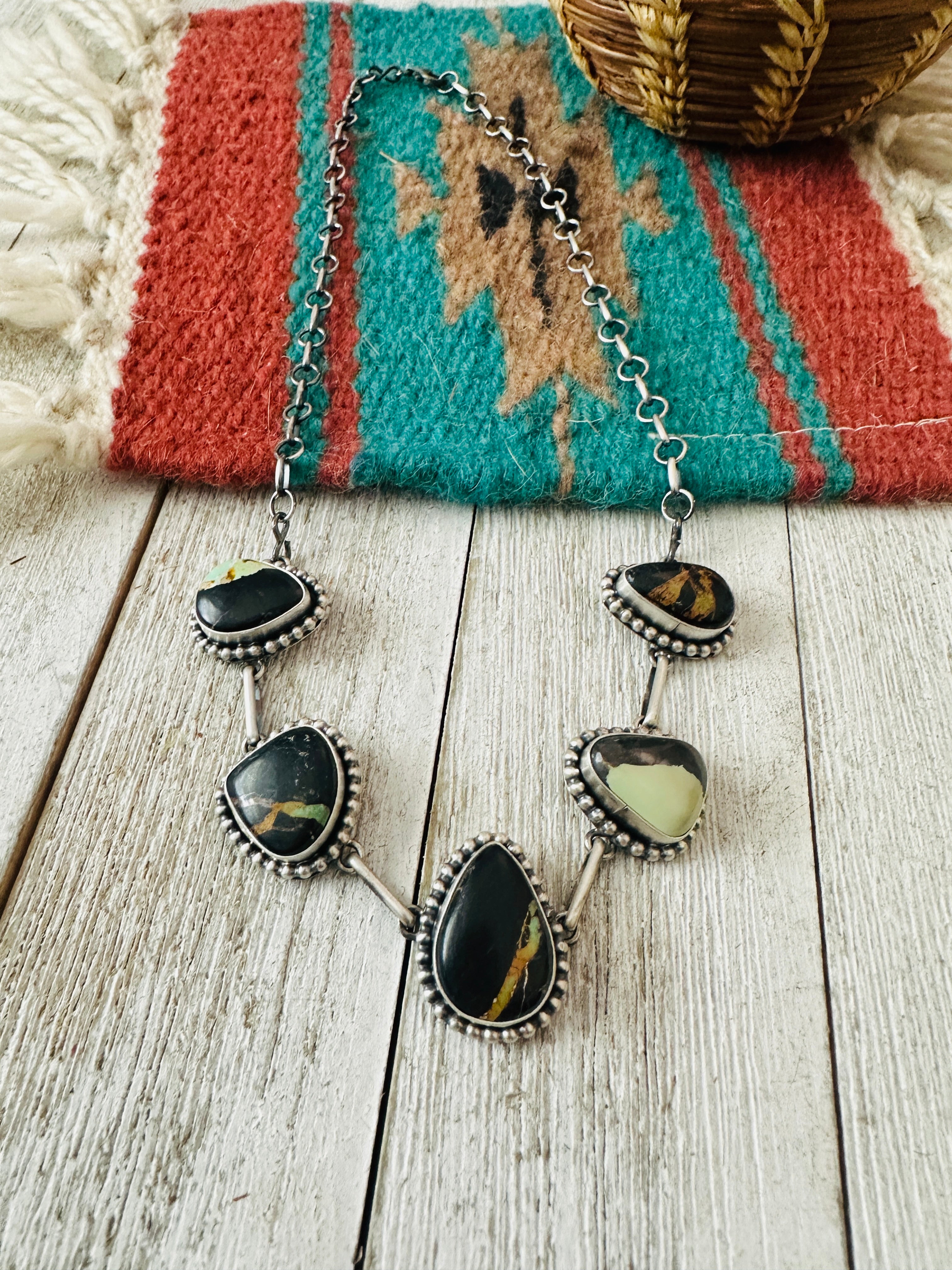 Handcrafted Blackjack Turquoise & Sterling Silver Necklace