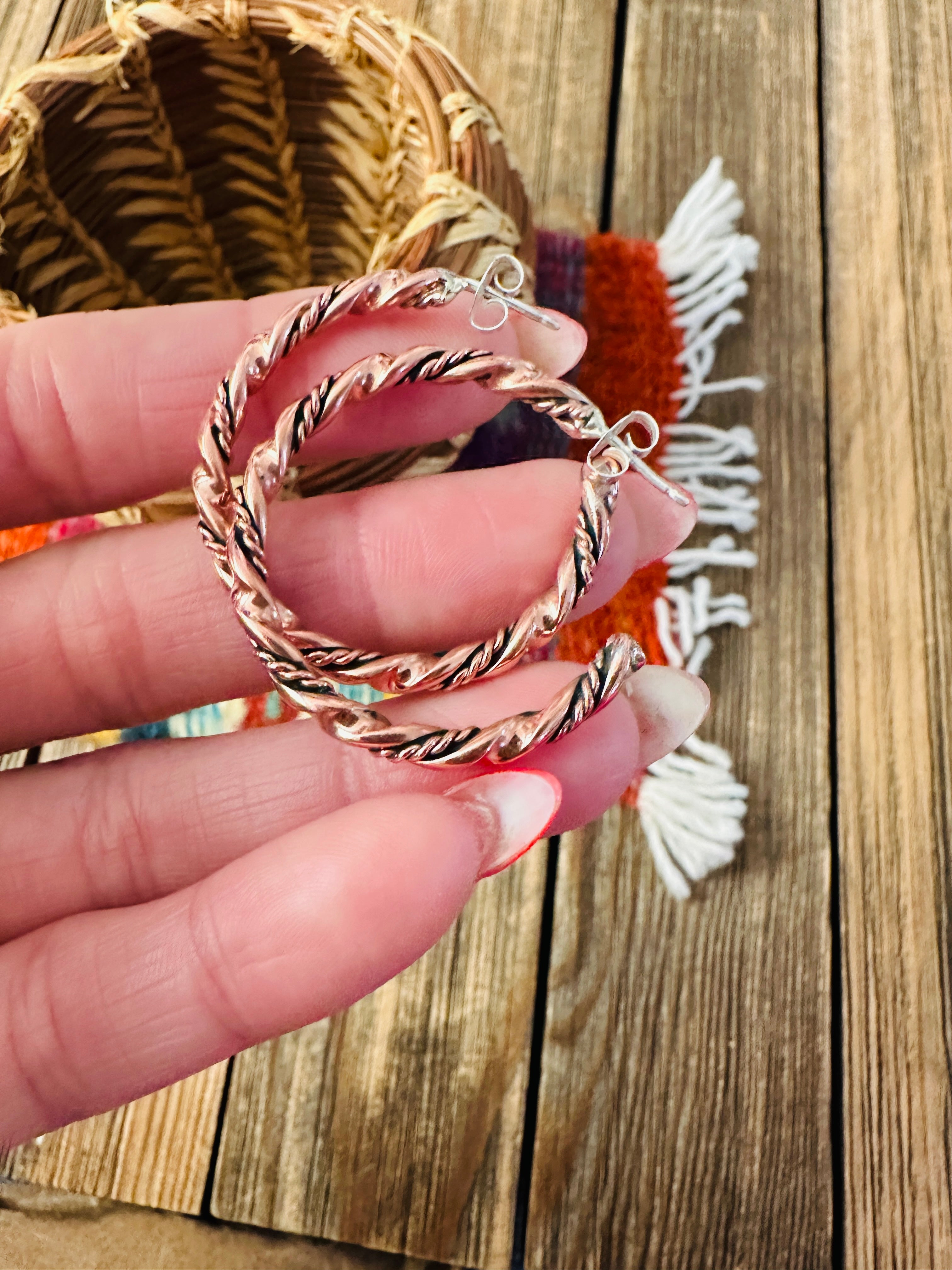 Handcrafted Twisted Copper Hoop Earrings