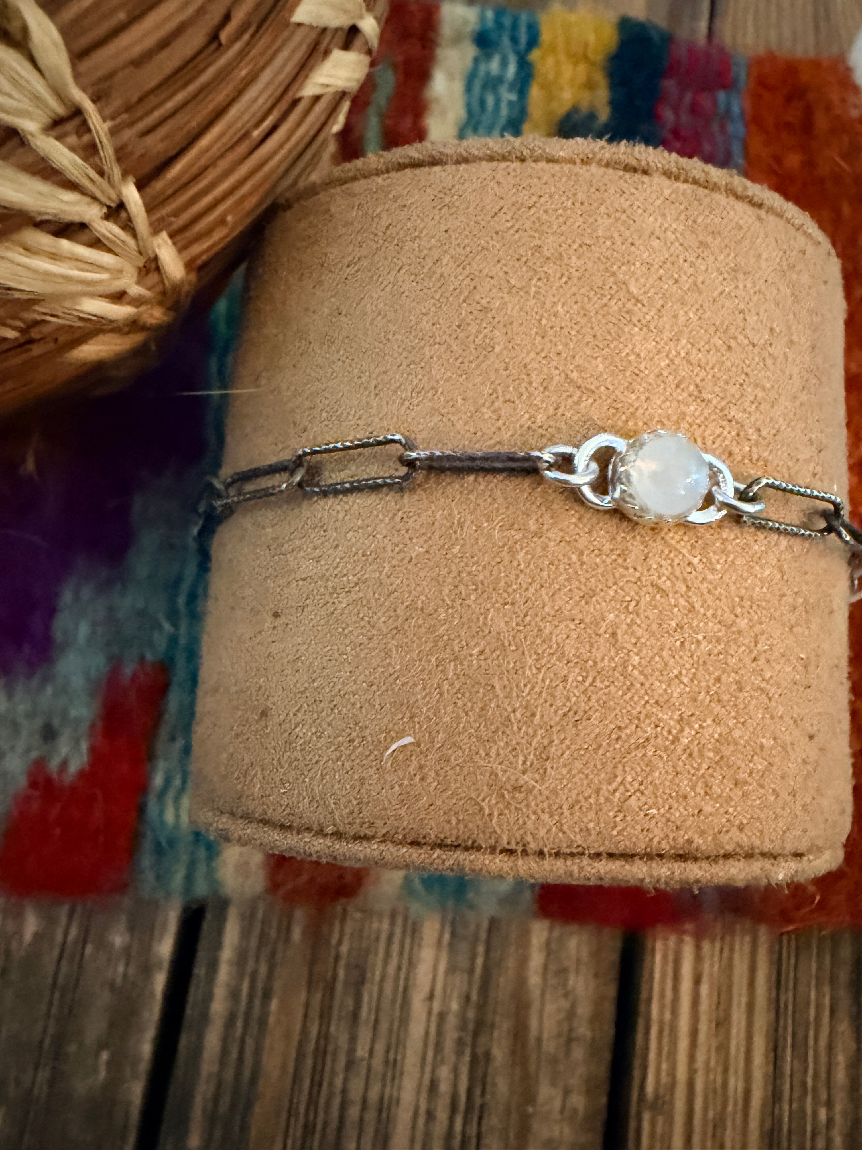 Handmade Moonstone & Sterling Silver Anklet