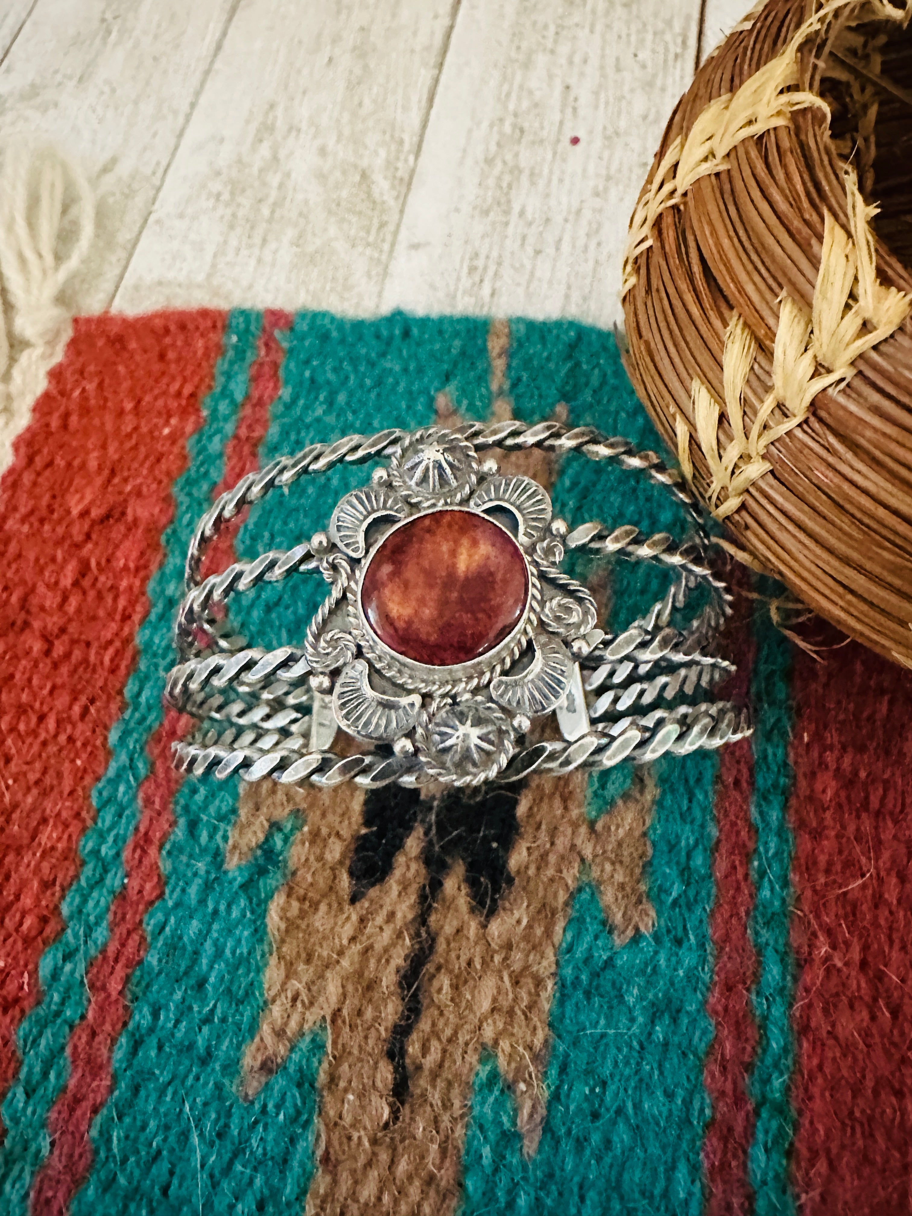 Handcrafted Sterling Silver & Purple Spiny Oyster Cuff Bracelet