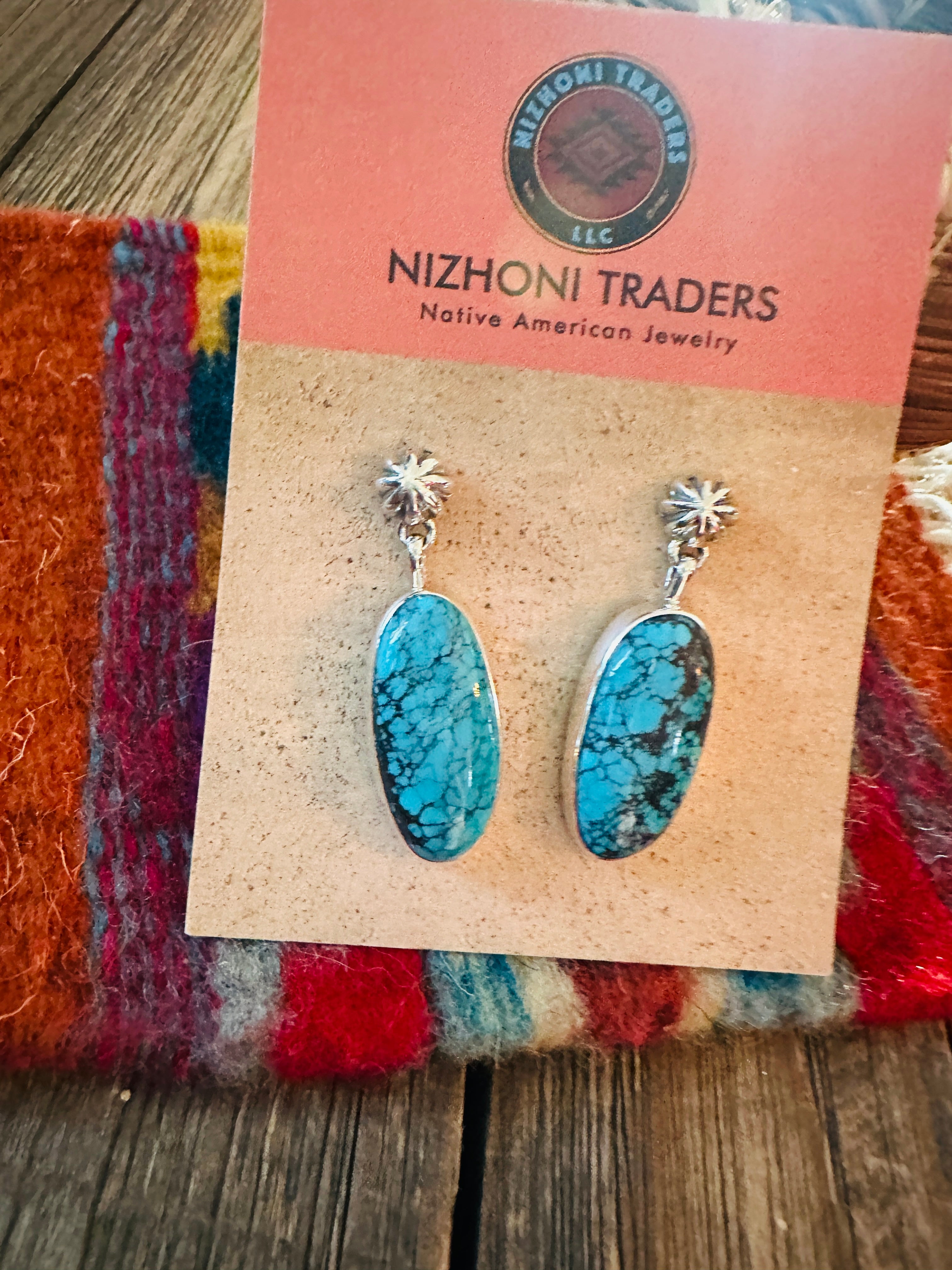 Handcrafted Kingman Turquoise & Sterling Silver Dangle Earrings