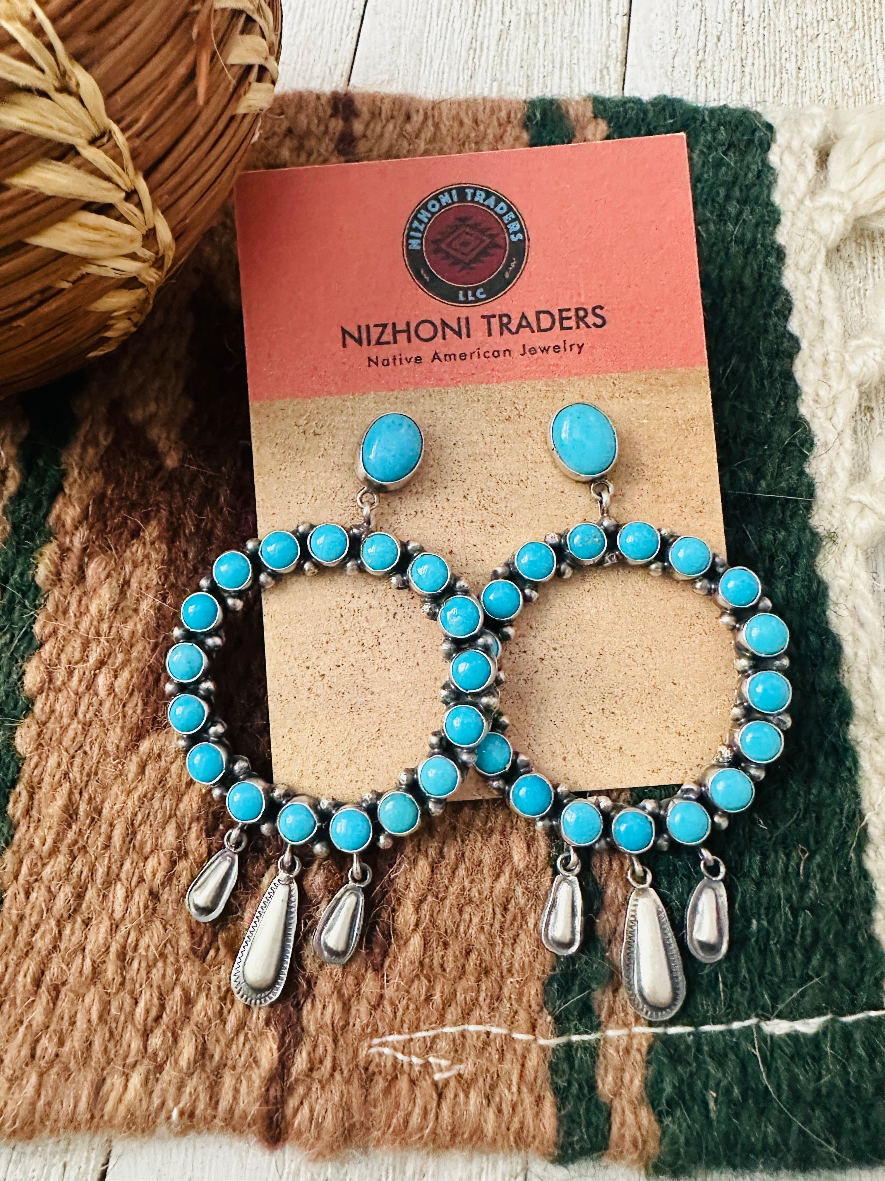 Navajo Turquoise & Sterling Silver Dangle Earrings