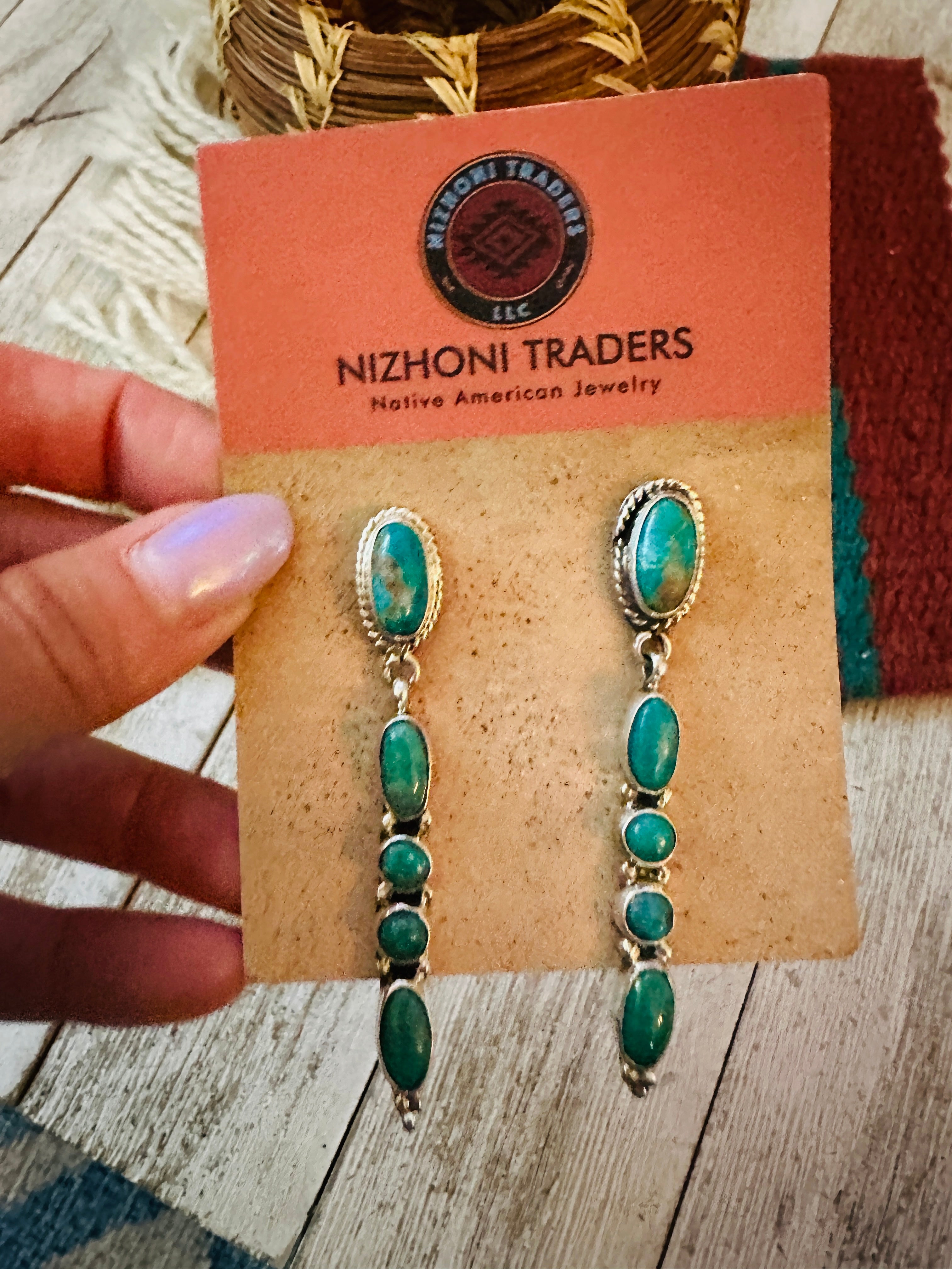Handcrafted Sterling Silver & Turquoise Dangle Earrings