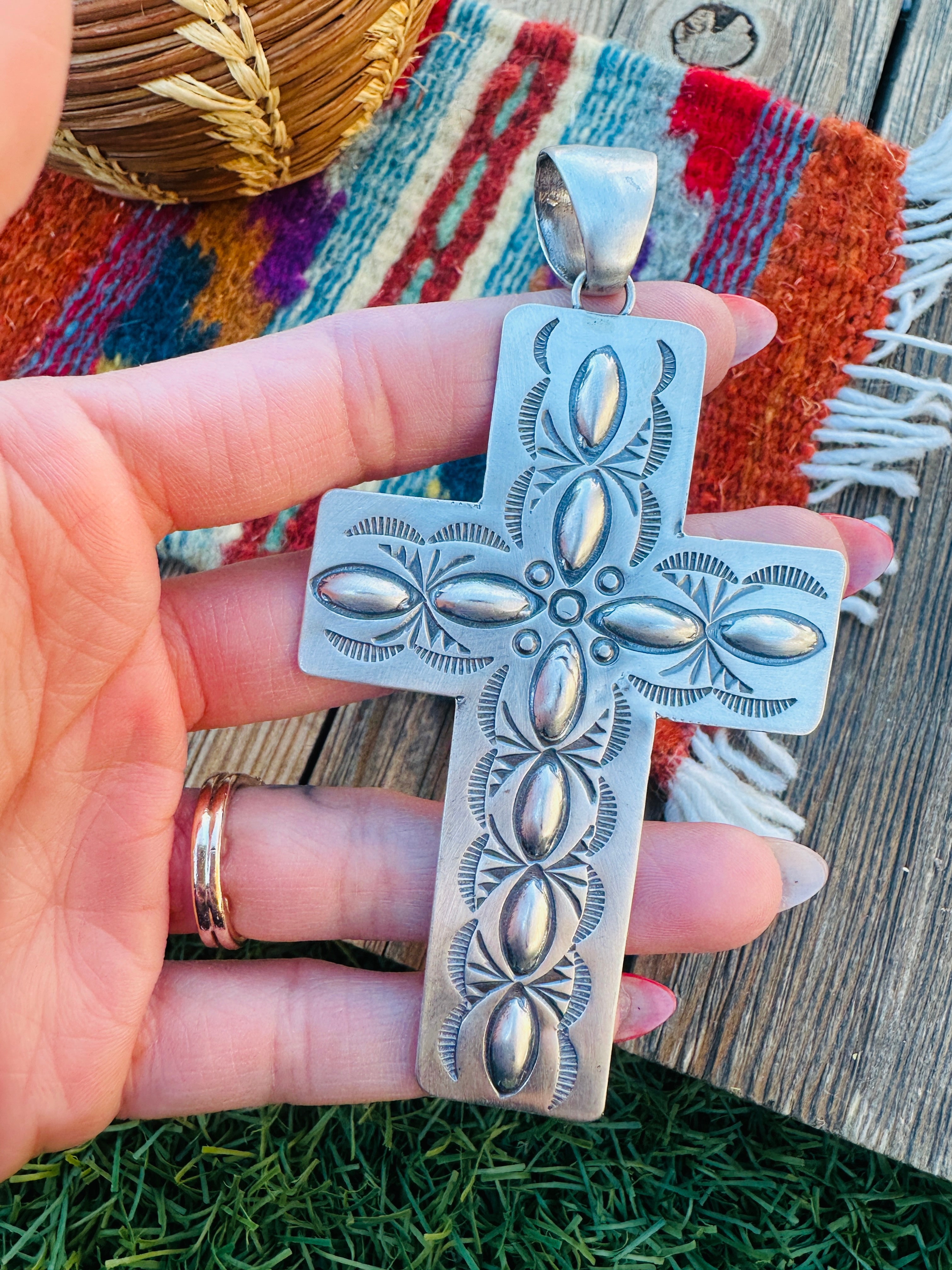 Handcrafted Sterling Silver Cross Pendant by Benson Shorty