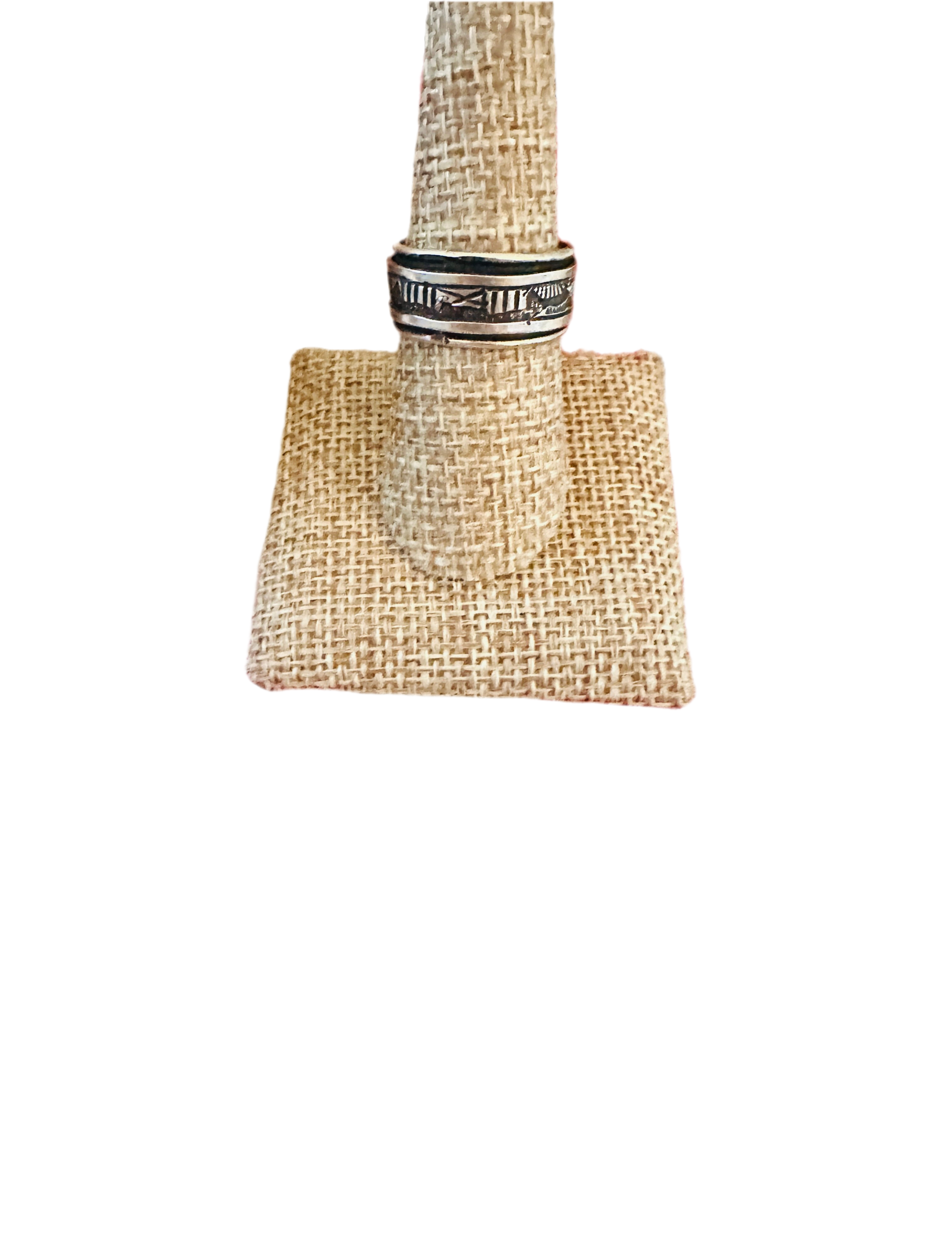 Handcrafted Hand Stamped Sterling Silver Storyteller Ring Size 8