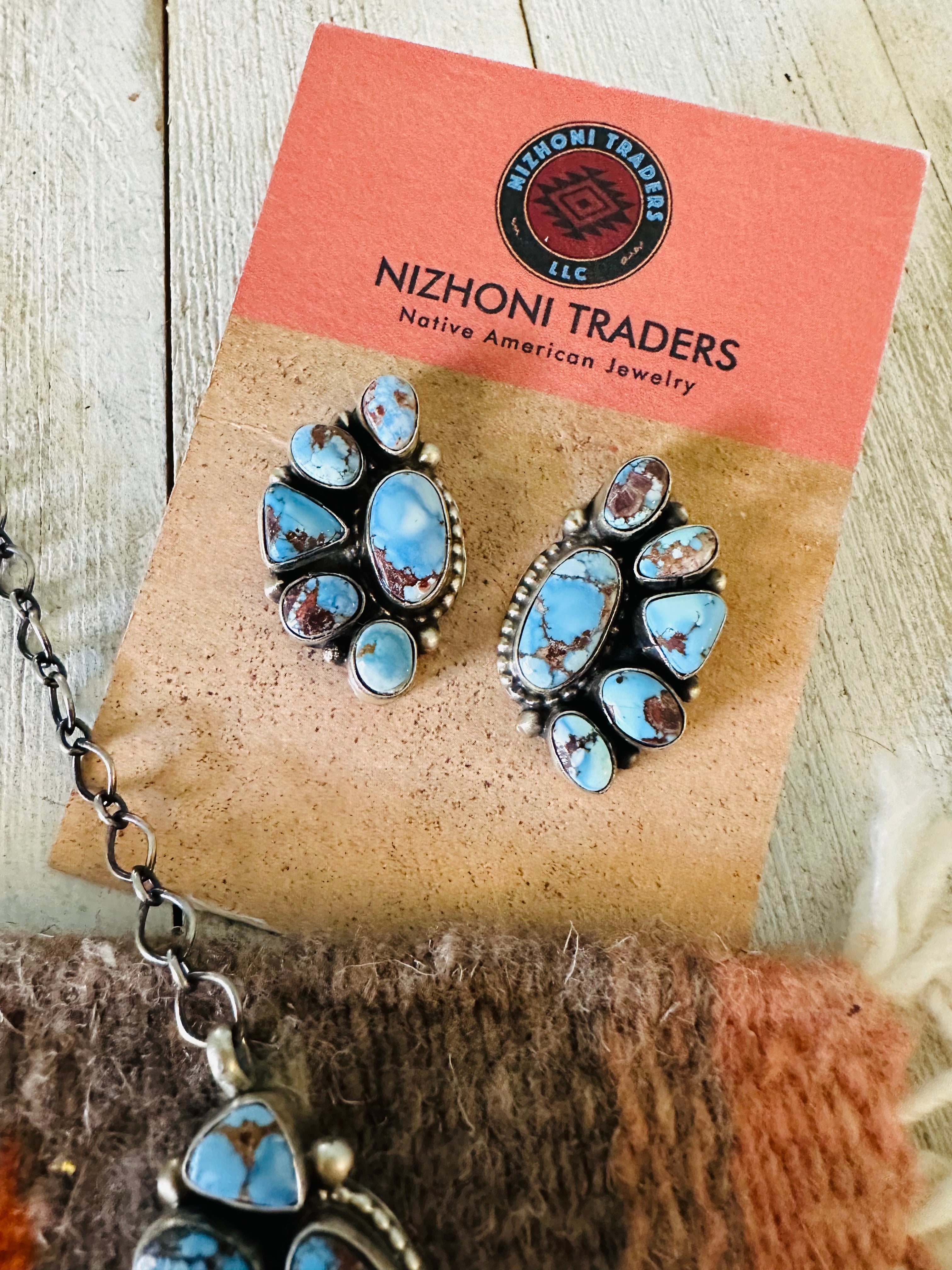 Navajo Golden Hills Turquoise & Sterling Silver Necklace Set