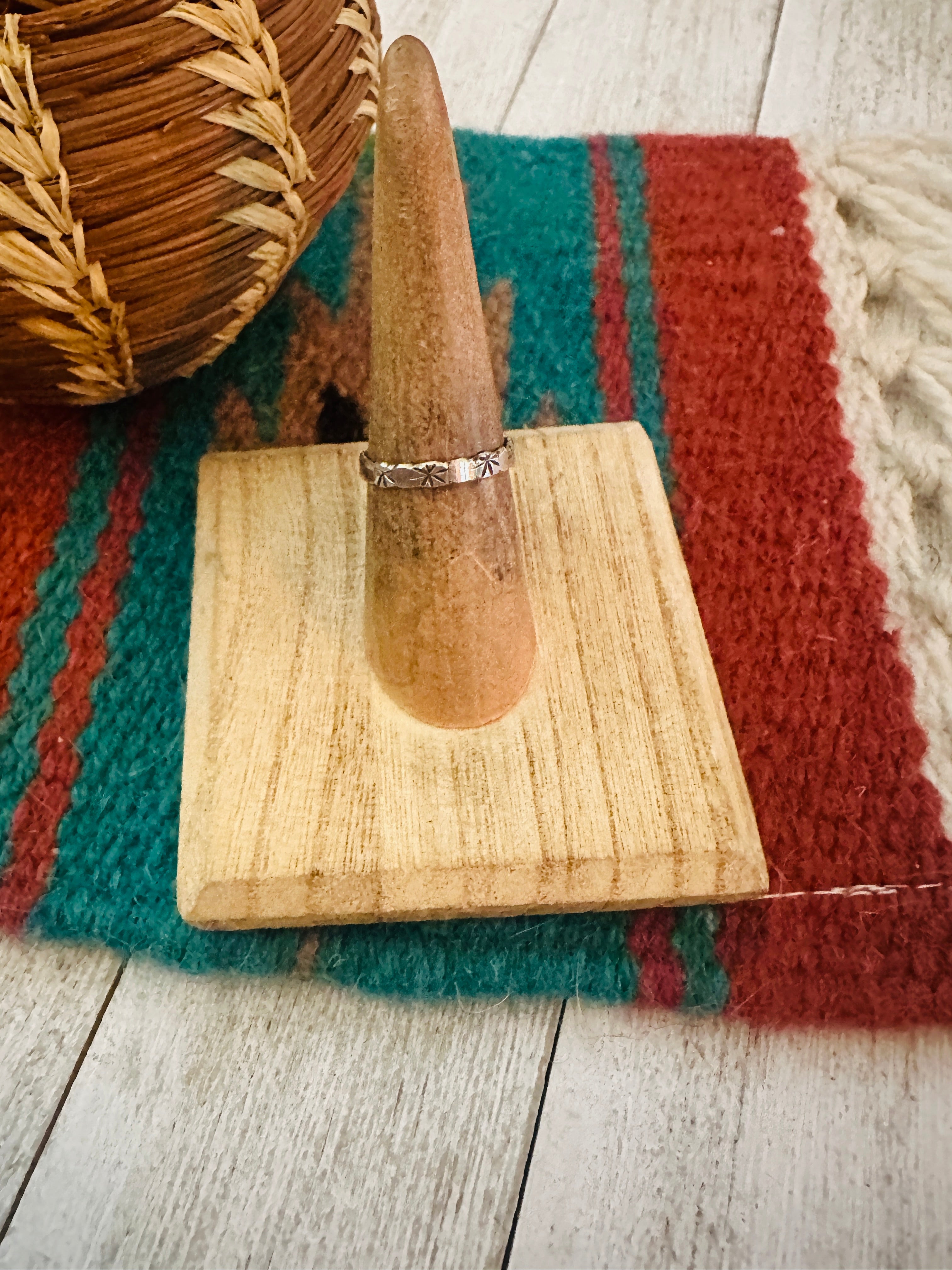 Navajo Hand Stamped Sterling Silver Band Ring Size 5.5