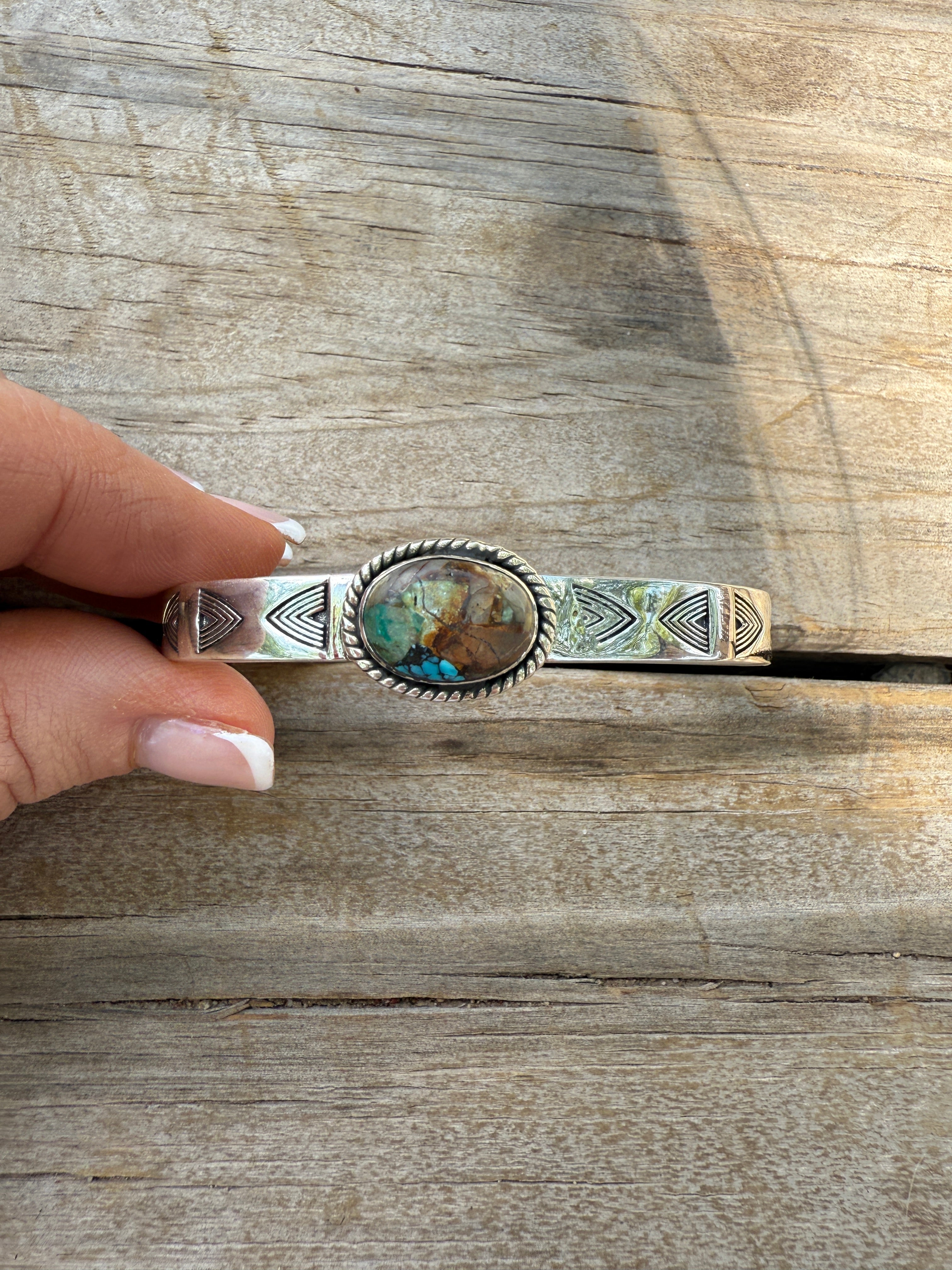 Handmade Sterling Silver & Royston Turquoise Cuff Bracelet